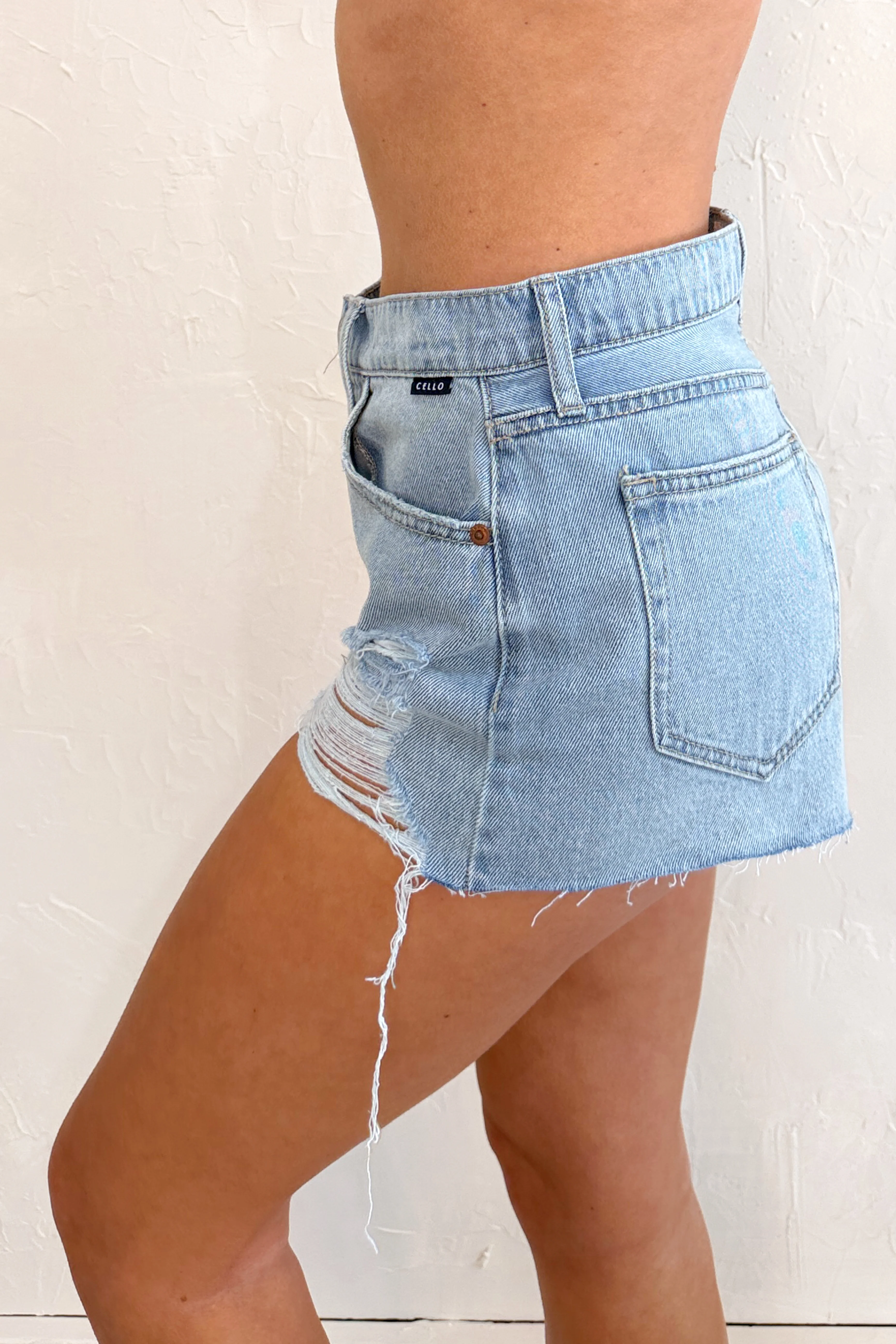 Auston High Rise Distressed Cello Shorts (Super Light) - Image 2