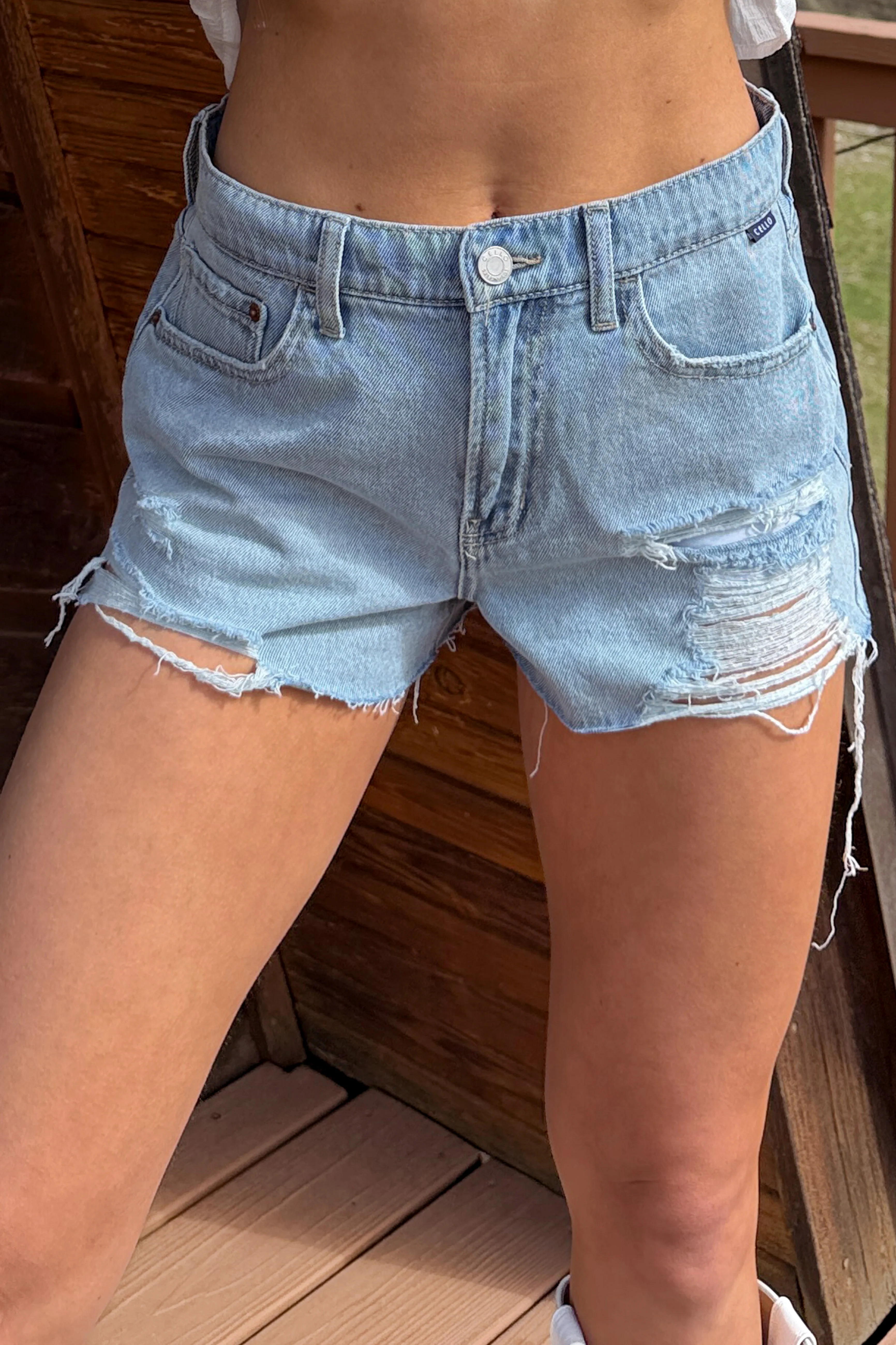 Auston High Rise Distressed Cello Shorts (Super Light) - Image 5