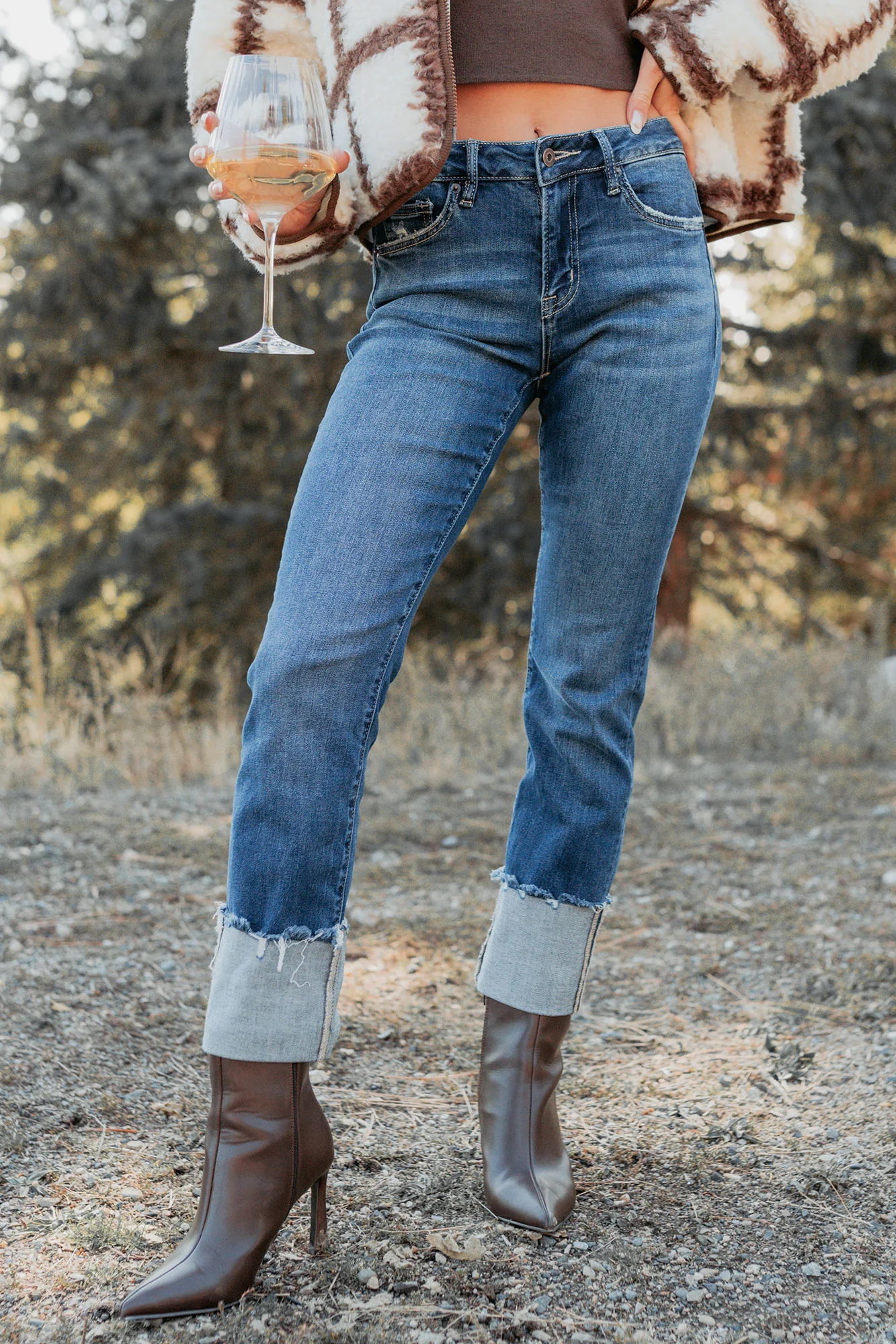 Ava Straight Leg Cuffed Mica Denim Jeans (Dark) - Image 13