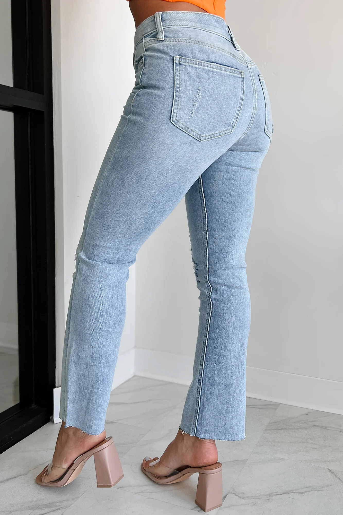 Azra High Rise Sneak Peek Slim Straight Jeans (Light Vintage) - Image 4
