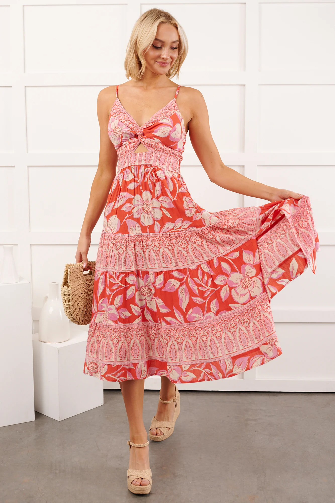 Babe Blooms Floral Sleeveless Maxi Dress (Red) - Image 2
