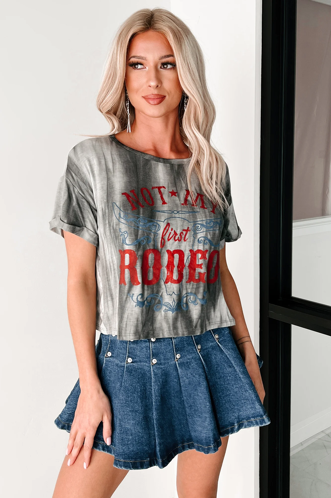 Back In The Chute Graphic Tie Dye Top (Charcoal) - Image 3