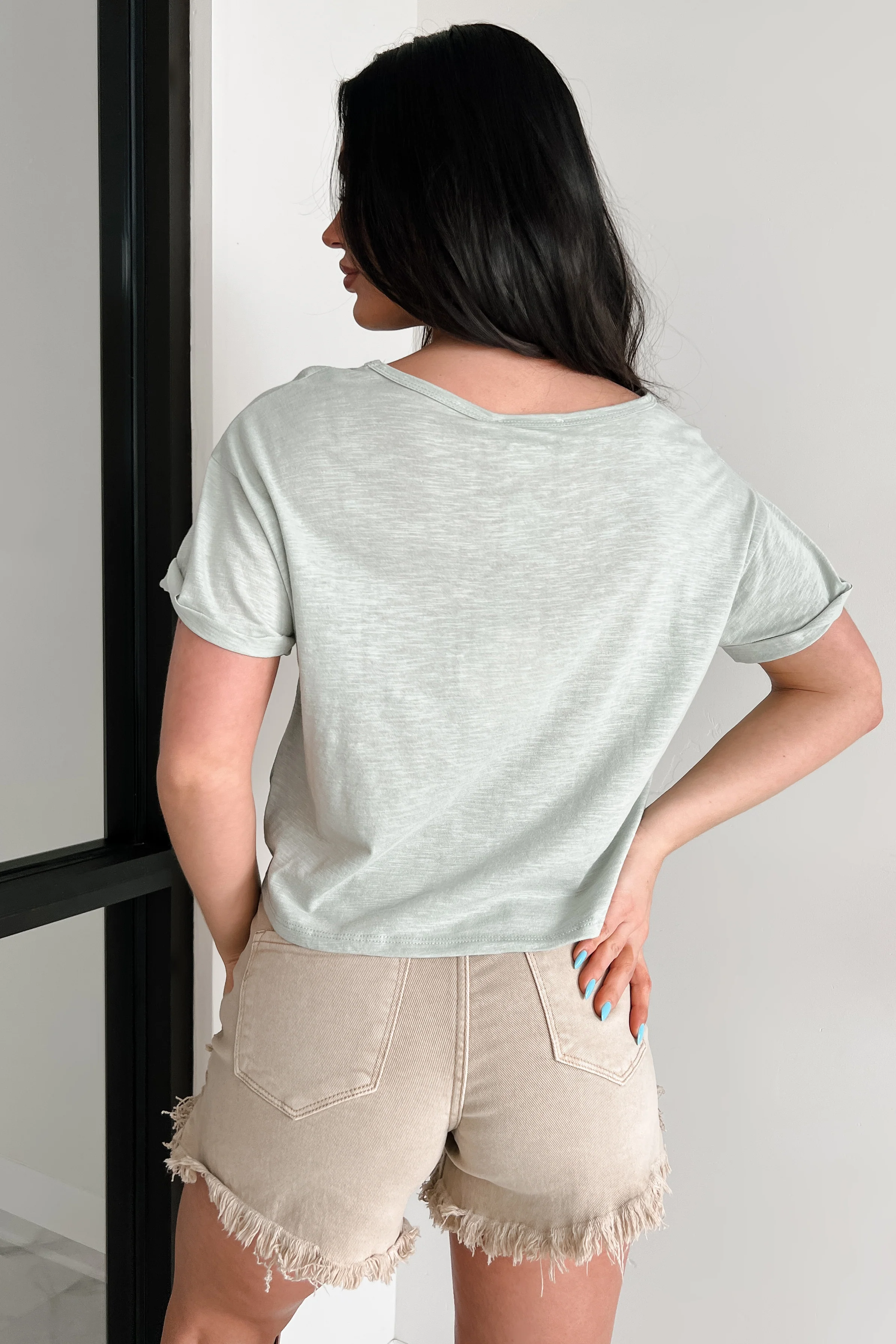 Back In The Saddle Boxy Bull Skull Graphic T-Shirt (Sage) - Image 6