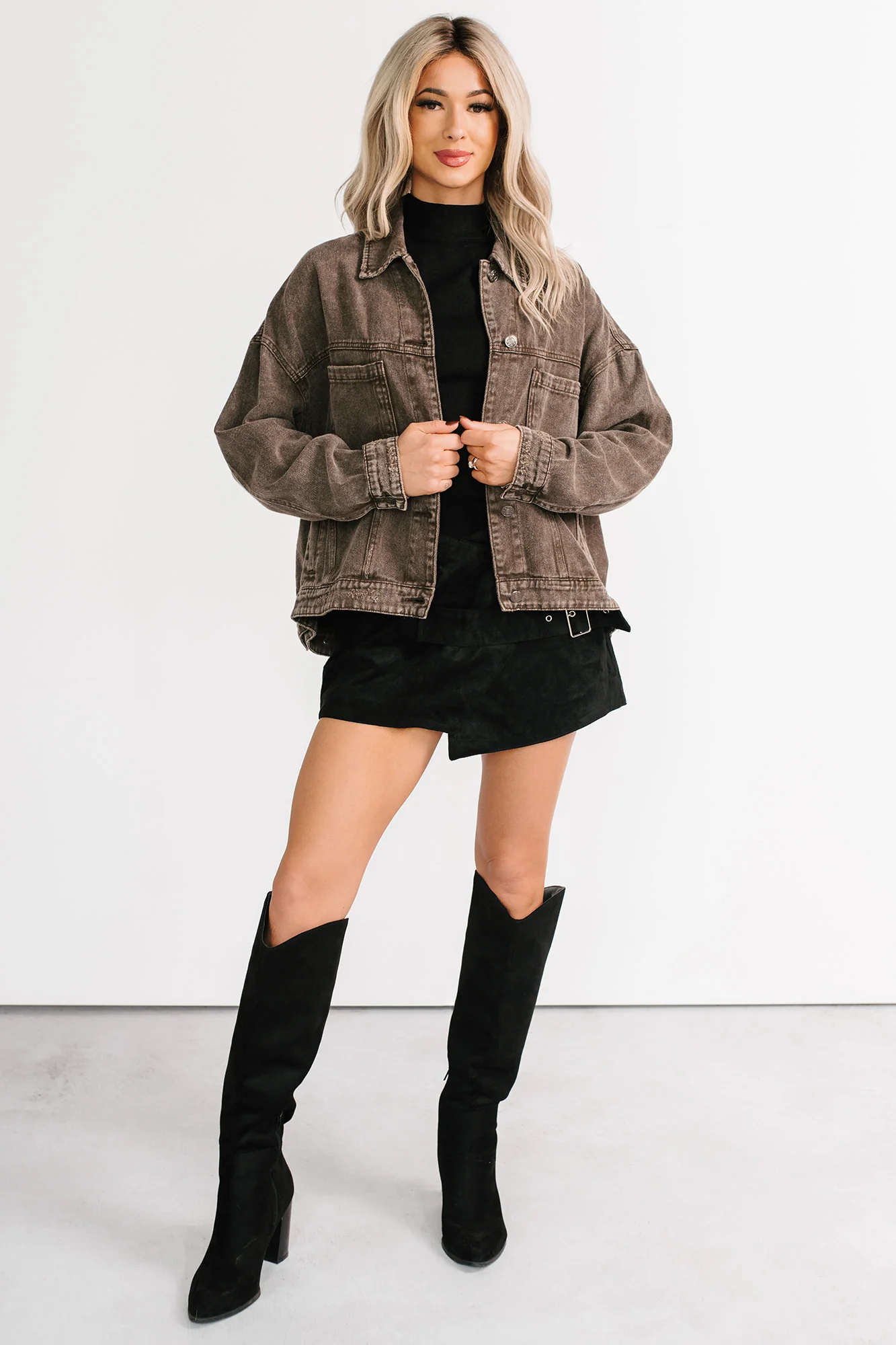 Backroad Wishes Washed Denim Jacket (Black Coffee) - Image 10