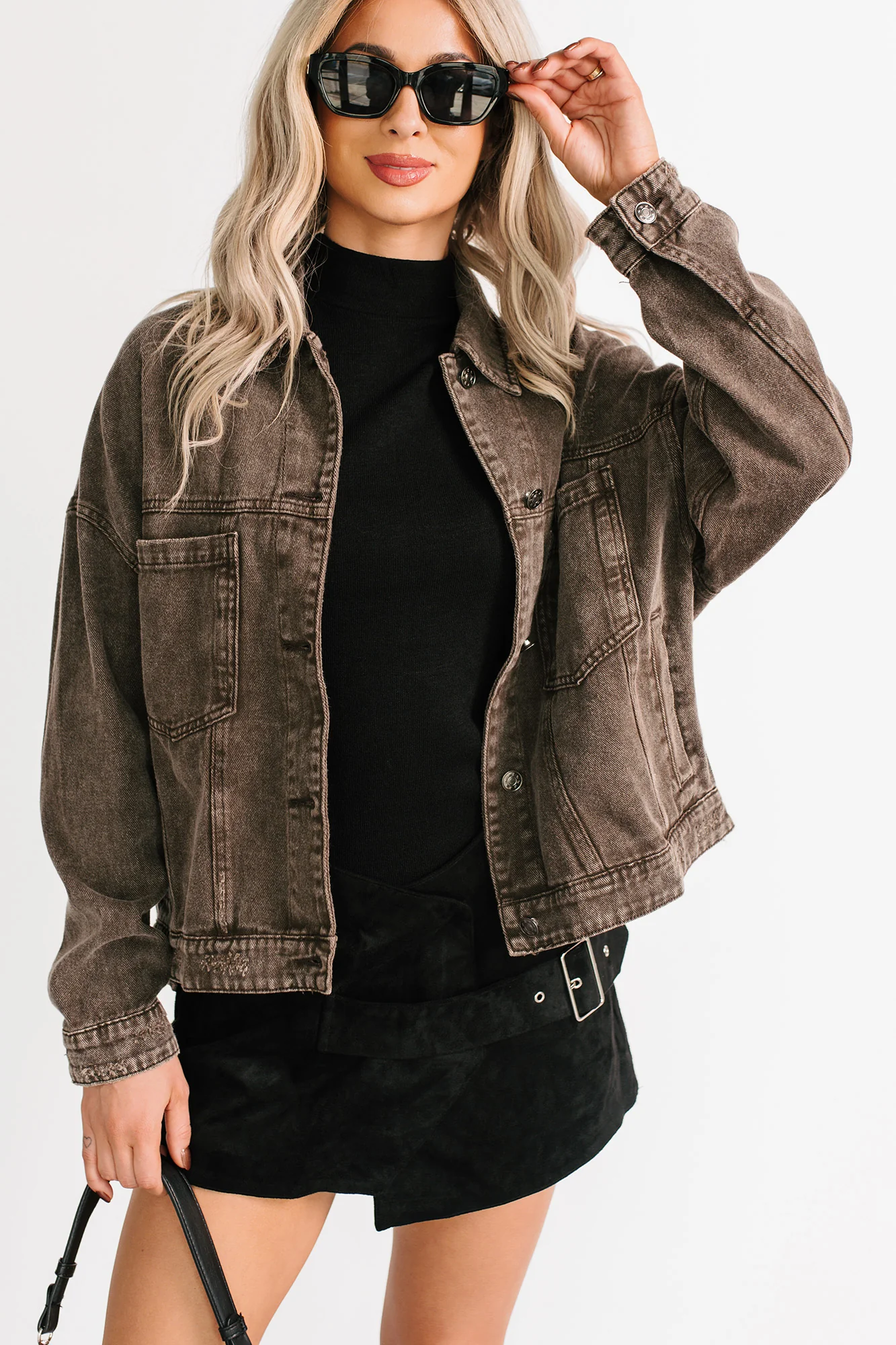 Backroad Wishes Washed Denim Jacket (Black Coffee) - Image 9