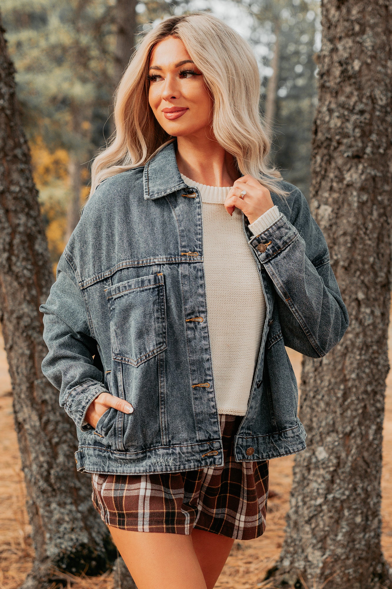 Backroad Wishes Washed Denim Jacket (Medium Wash) - Image 10
