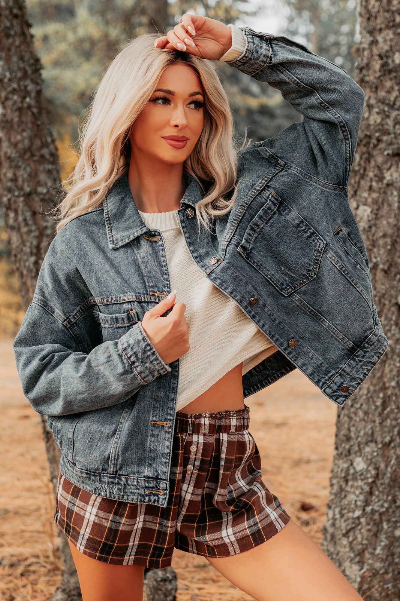 Backroad Wishes Washed Denim Jacket (Medium Wash) - Image 3