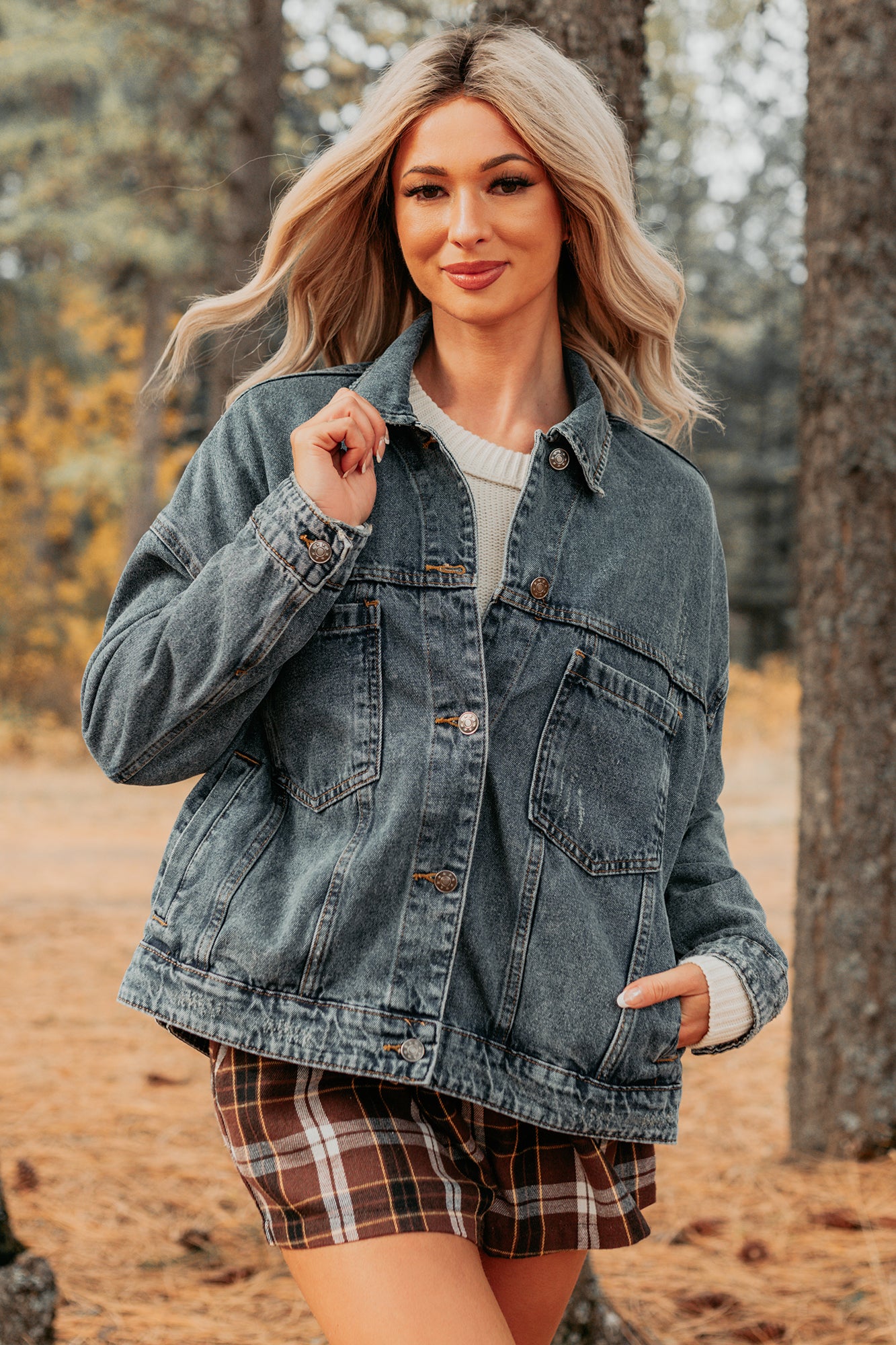 Backroad Wishes Washed Denim Jacket (Medium Wash) - Image 8