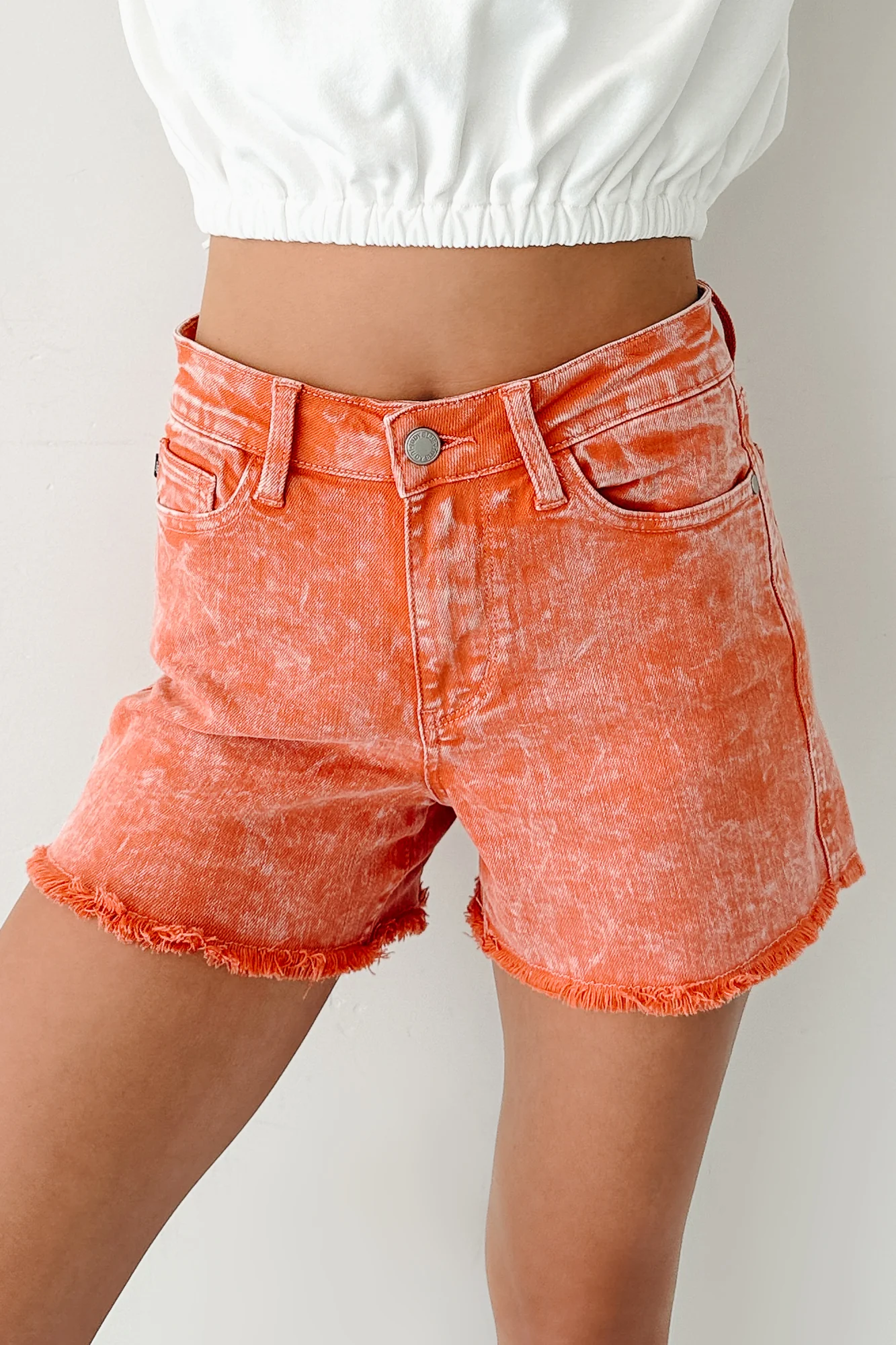 Bahari Judy Blue Mid Rise Denim Shorts (Peach) - Image 4