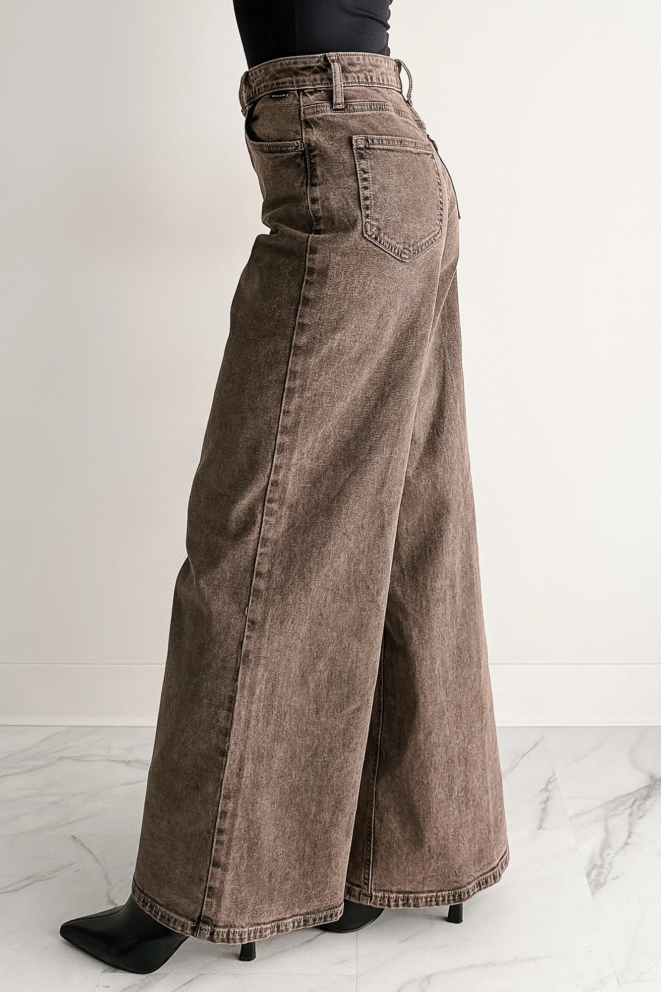 Bane High Rise Wide Leg Cello Jeans (Brown) - Image 5