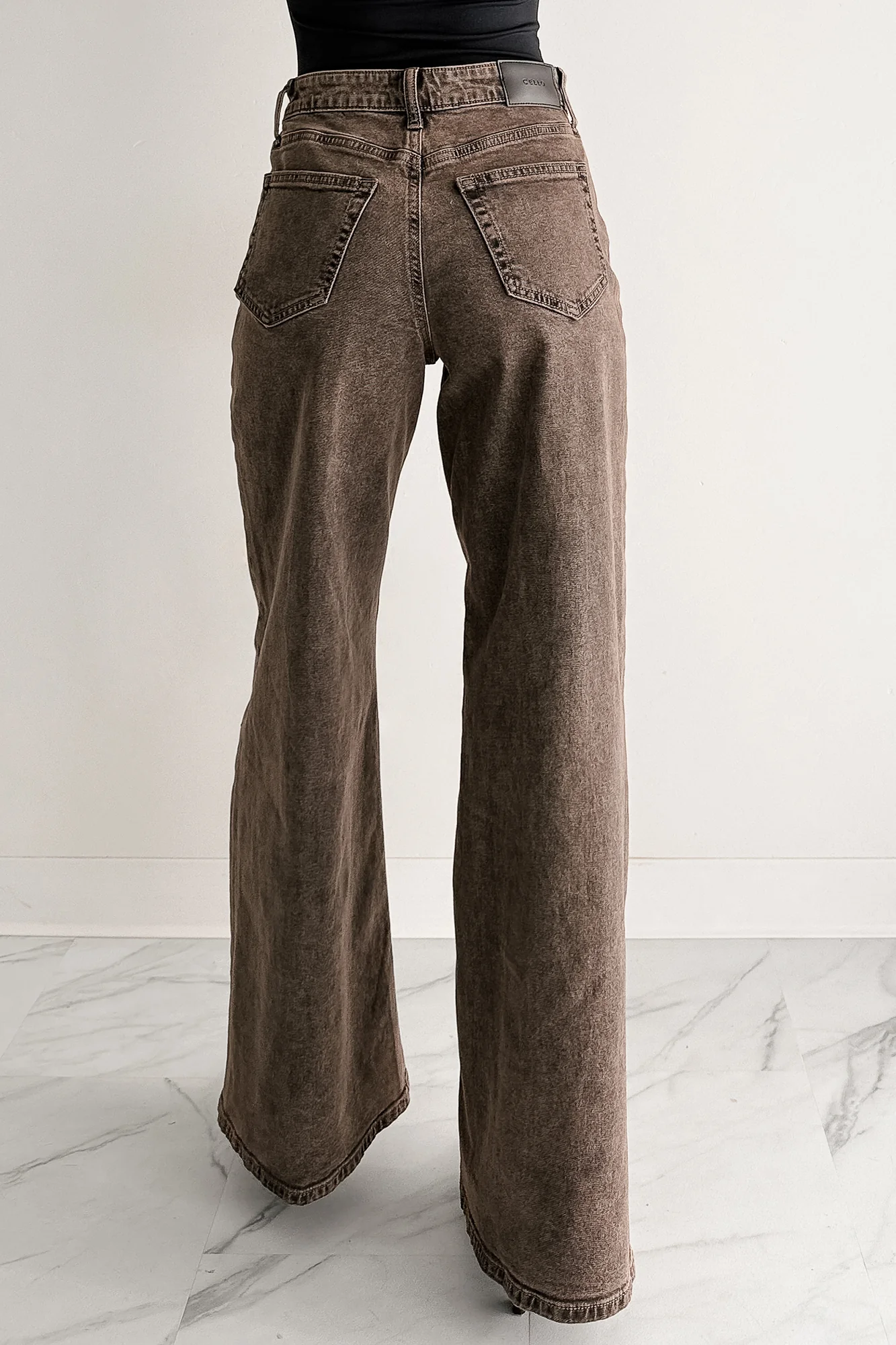 Bane High Rise Wide Leg Cello Jeans (Brown) - Image 6