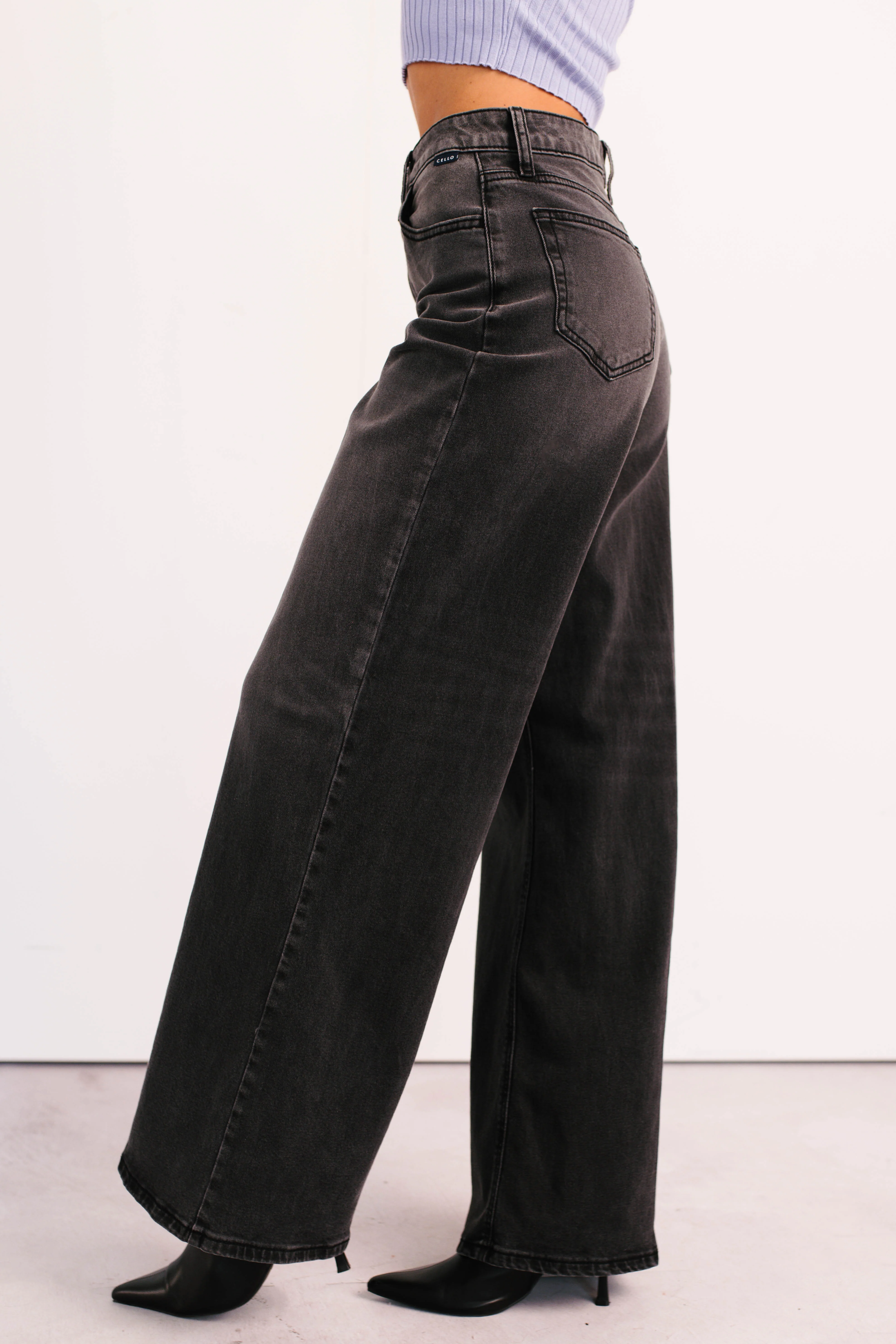 Bane High Rise Wide Leg Cello Jeans (Grey) - Image 10
