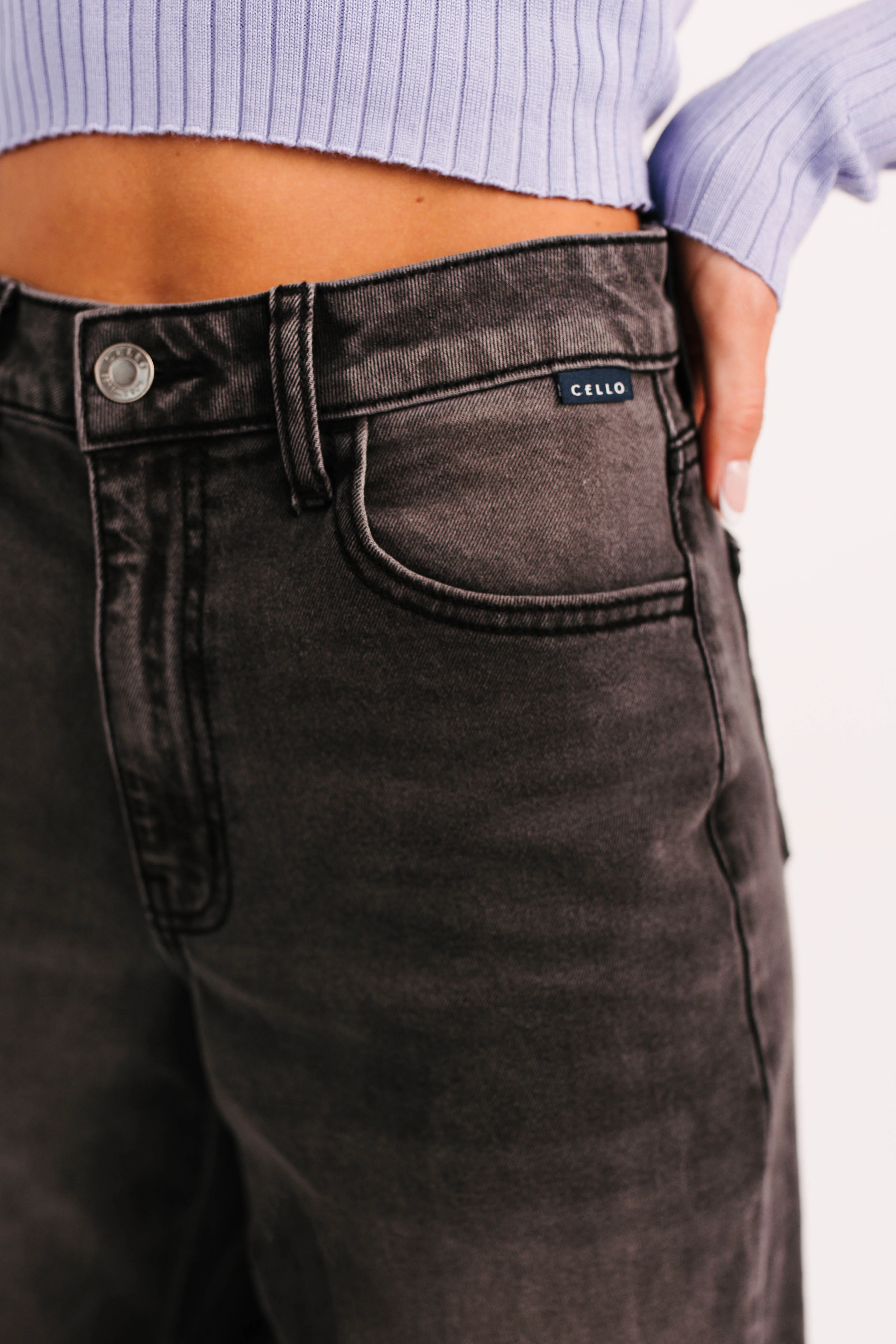 Bane High Rise Wide Leg Cello Jeans (Grey) - Image 13