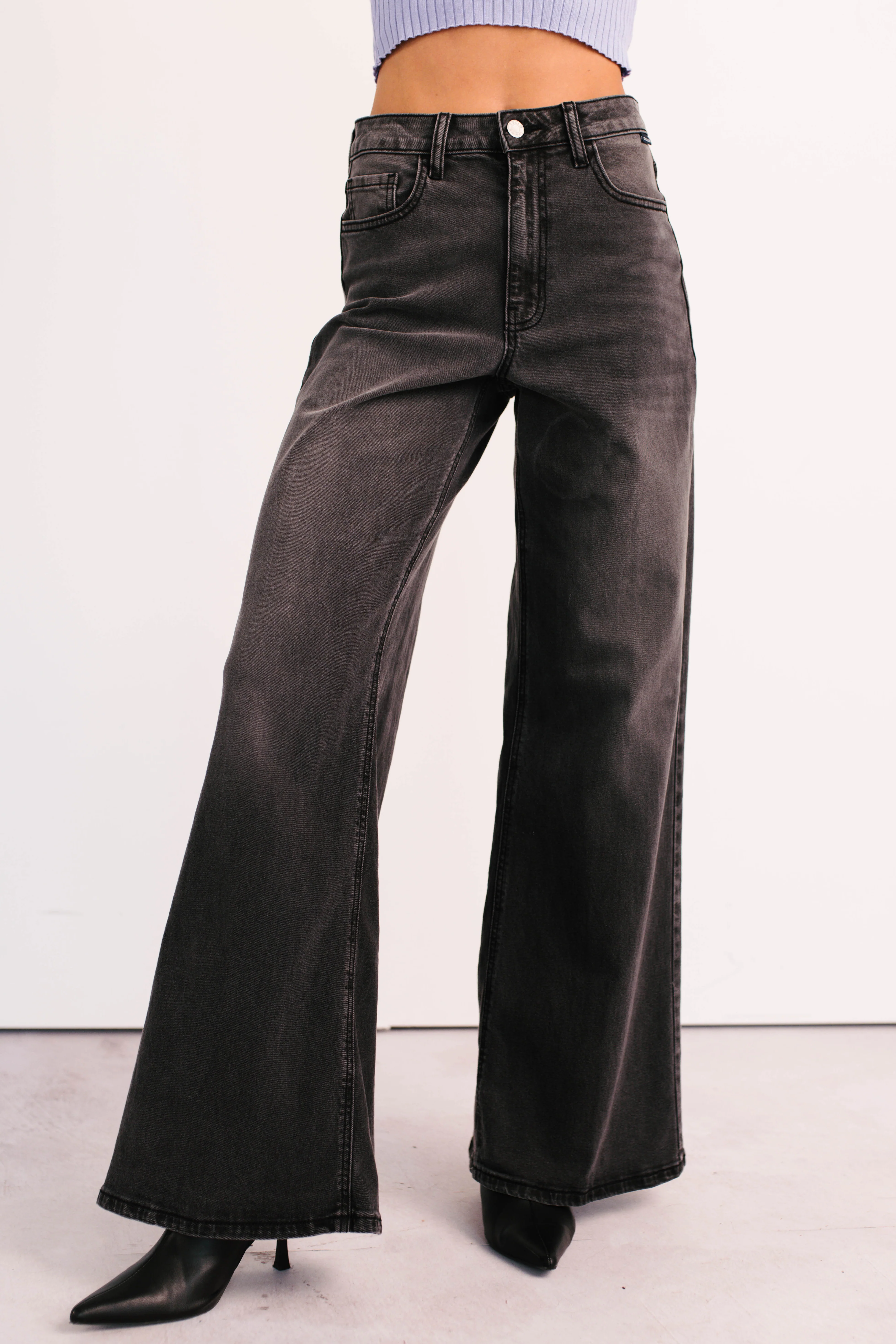 Bane High Rise Wide Leg Cello Jeans (Grey) - Image 14