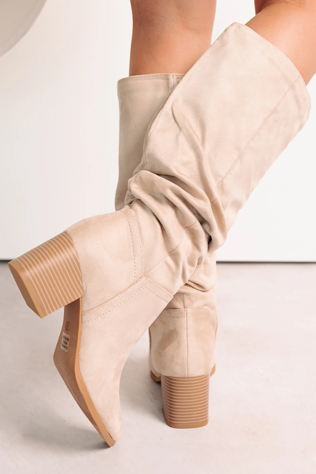 Bare & Bold Chunky Heel Faux Suede Boots (Clay) - Image 6