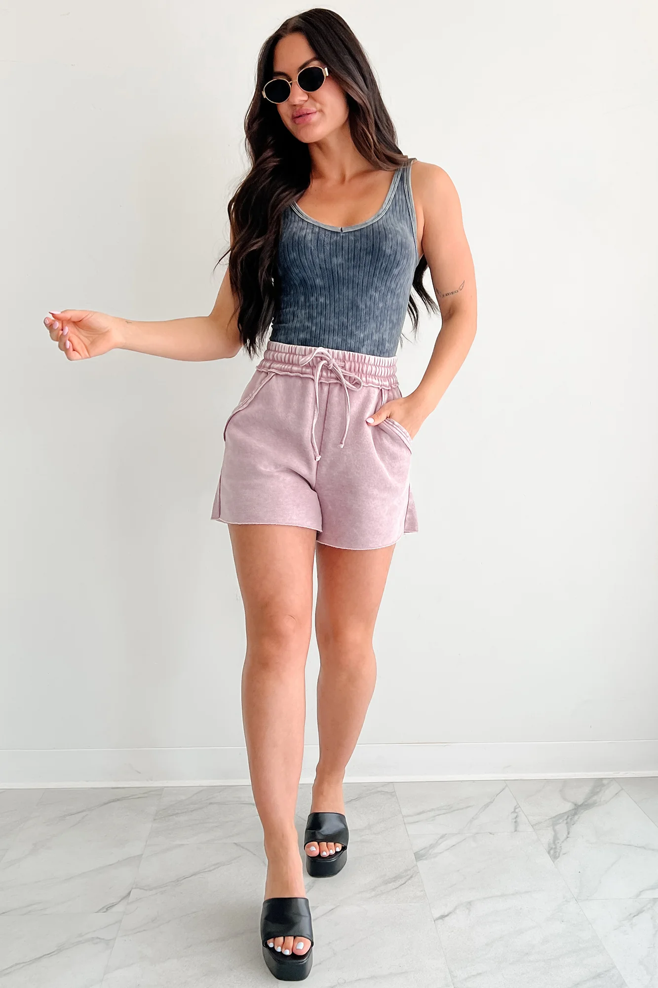 Bare Essentials Ribbed Sleeveless Top (Ash Black) - Image 6