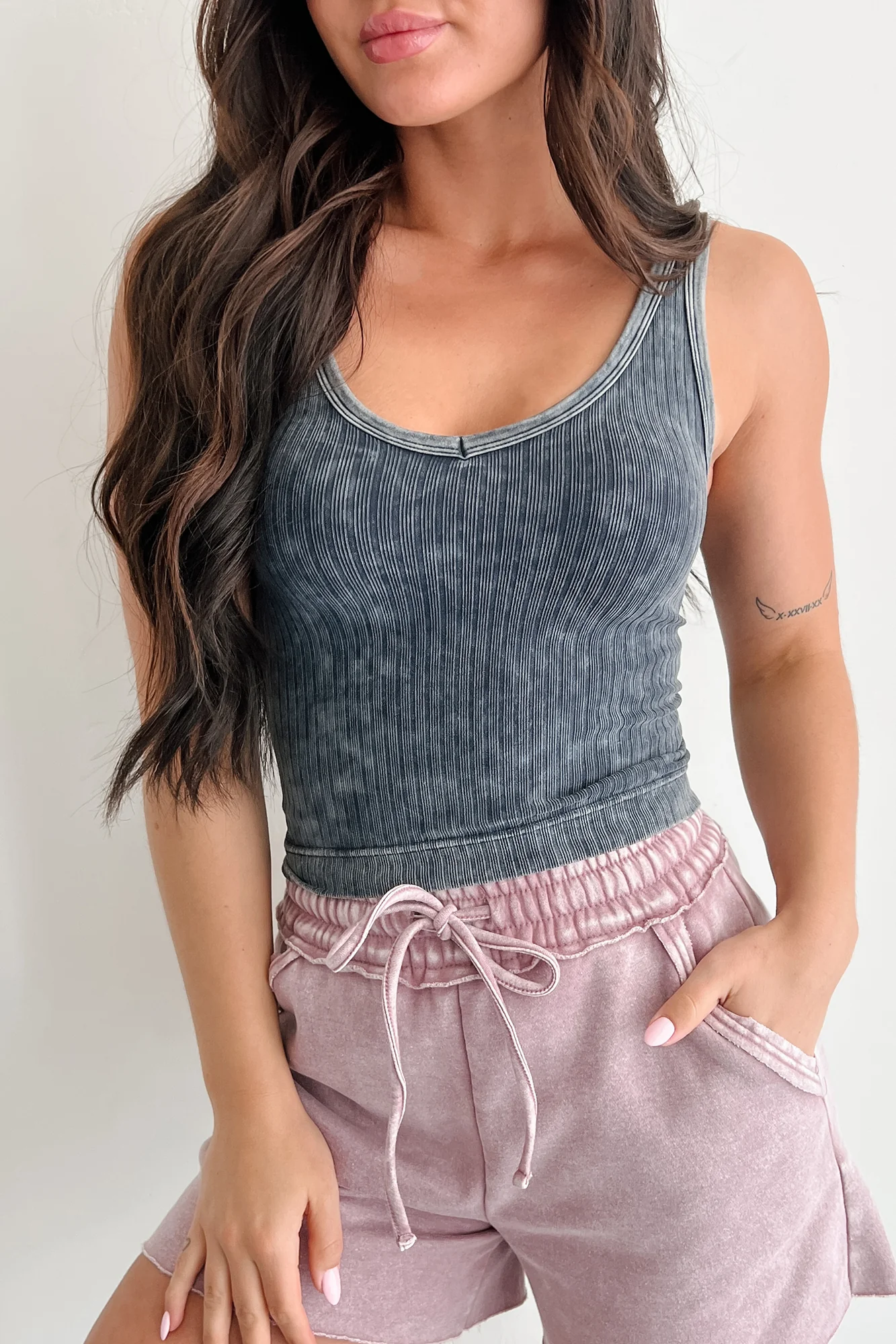 Bare Essentials Ribbed Sleeveless Top (Ash Black) - Image 7