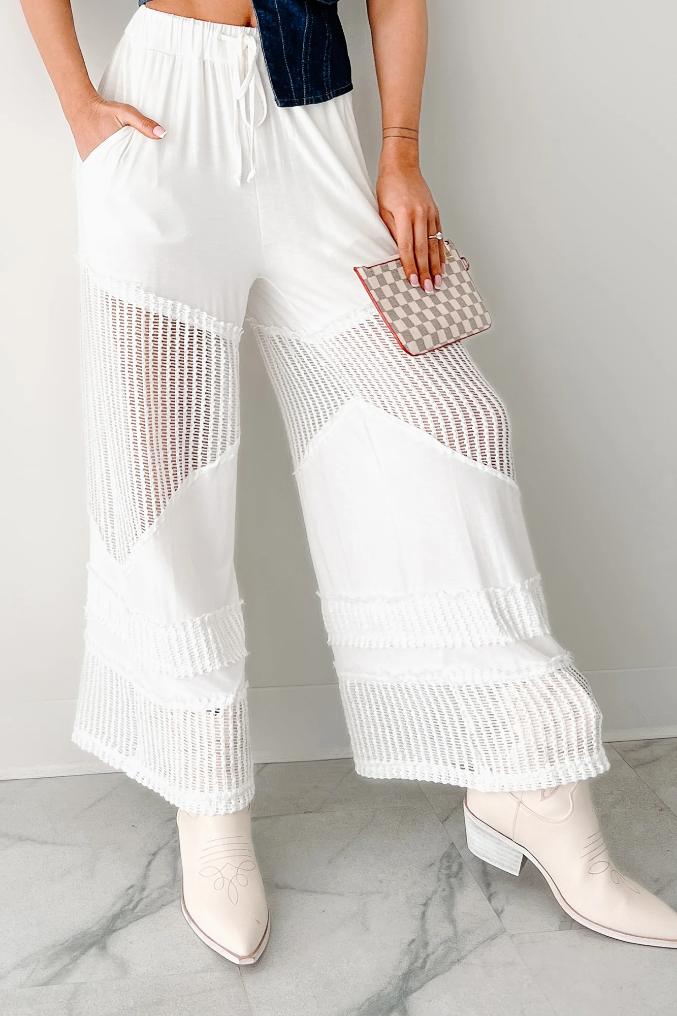 Barefoot Freedom POL Crochet Wide Leg Pants (White) - Image 3