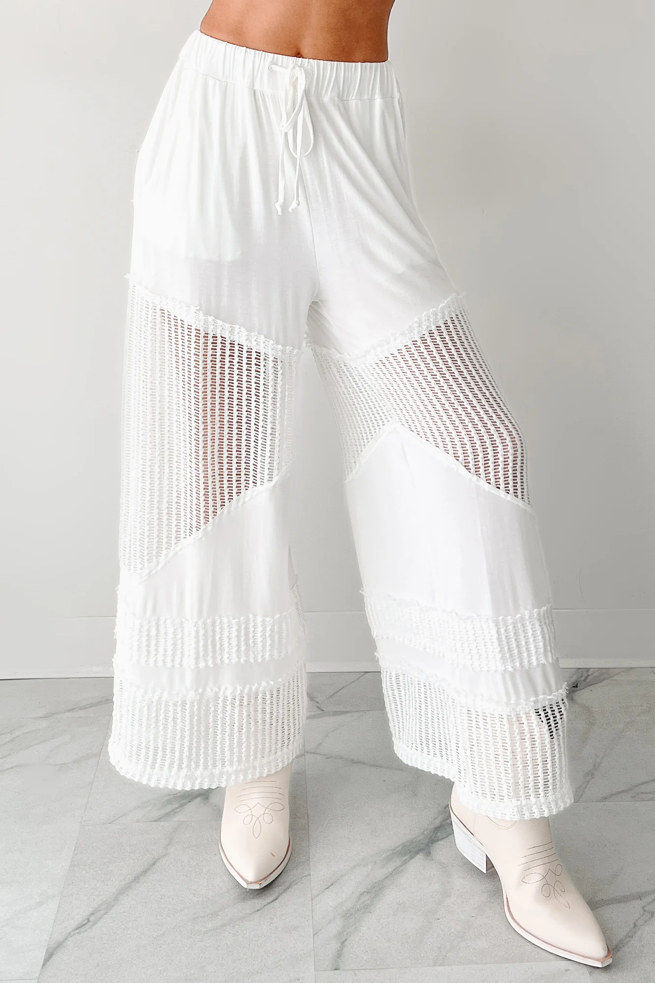 Barefoot Freedom POL Crochet Wide Leg Pants (White) - Image 6
