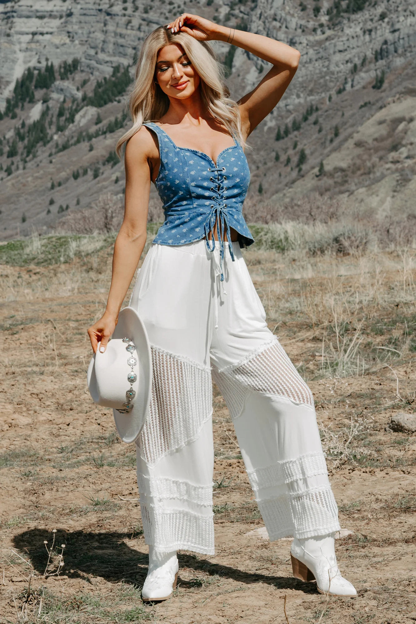 Barefoot Freedom POL Crochet Wide Leg Pants (White) - Image 7