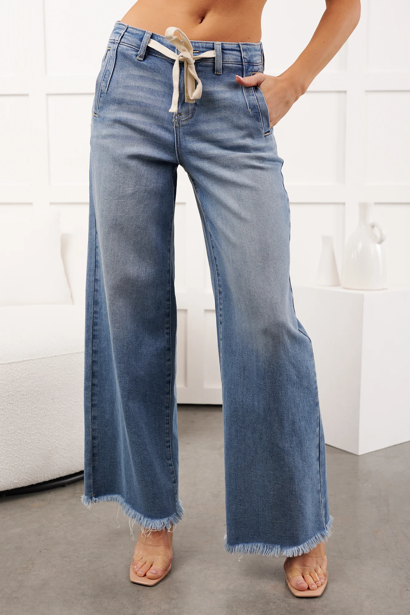 Barnes High Rise Wide Leg Risen Jeans (Light) - Image 2