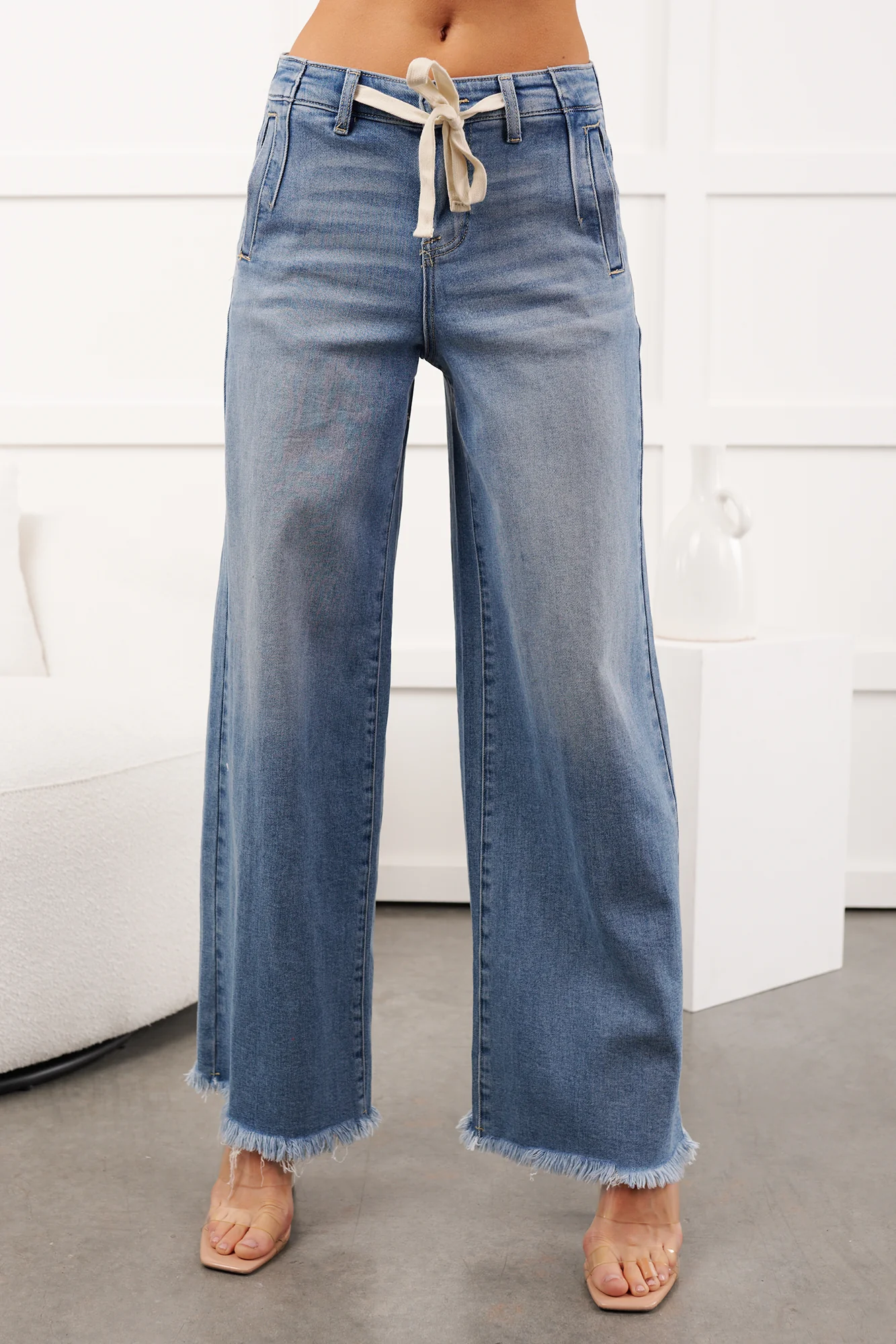 Barnes High Rise Wide Leg Risen Jeans (Light) - Image 4