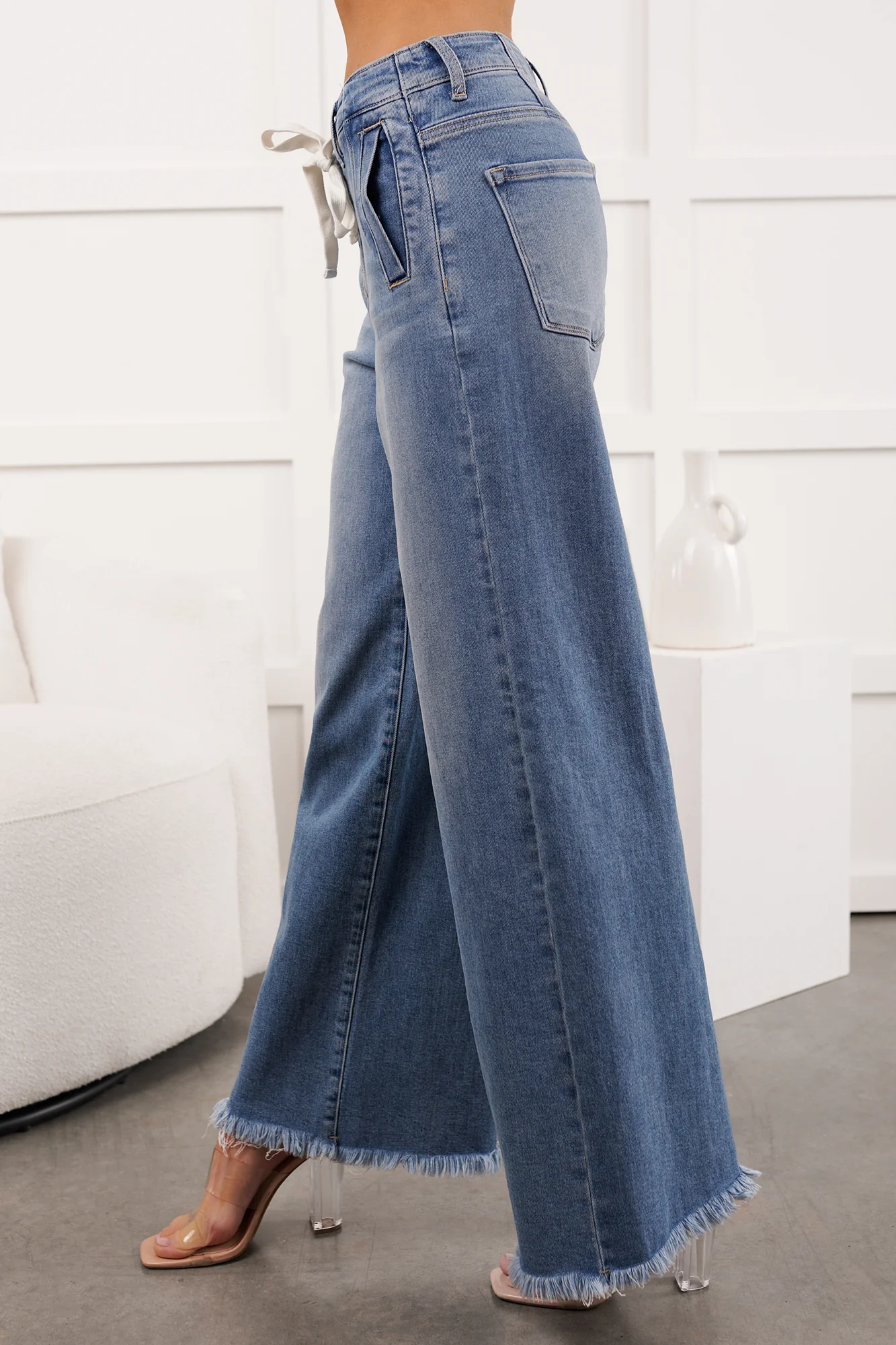 Barnes High Rise Wide Leg Risen Jeans (Light) - Image 5