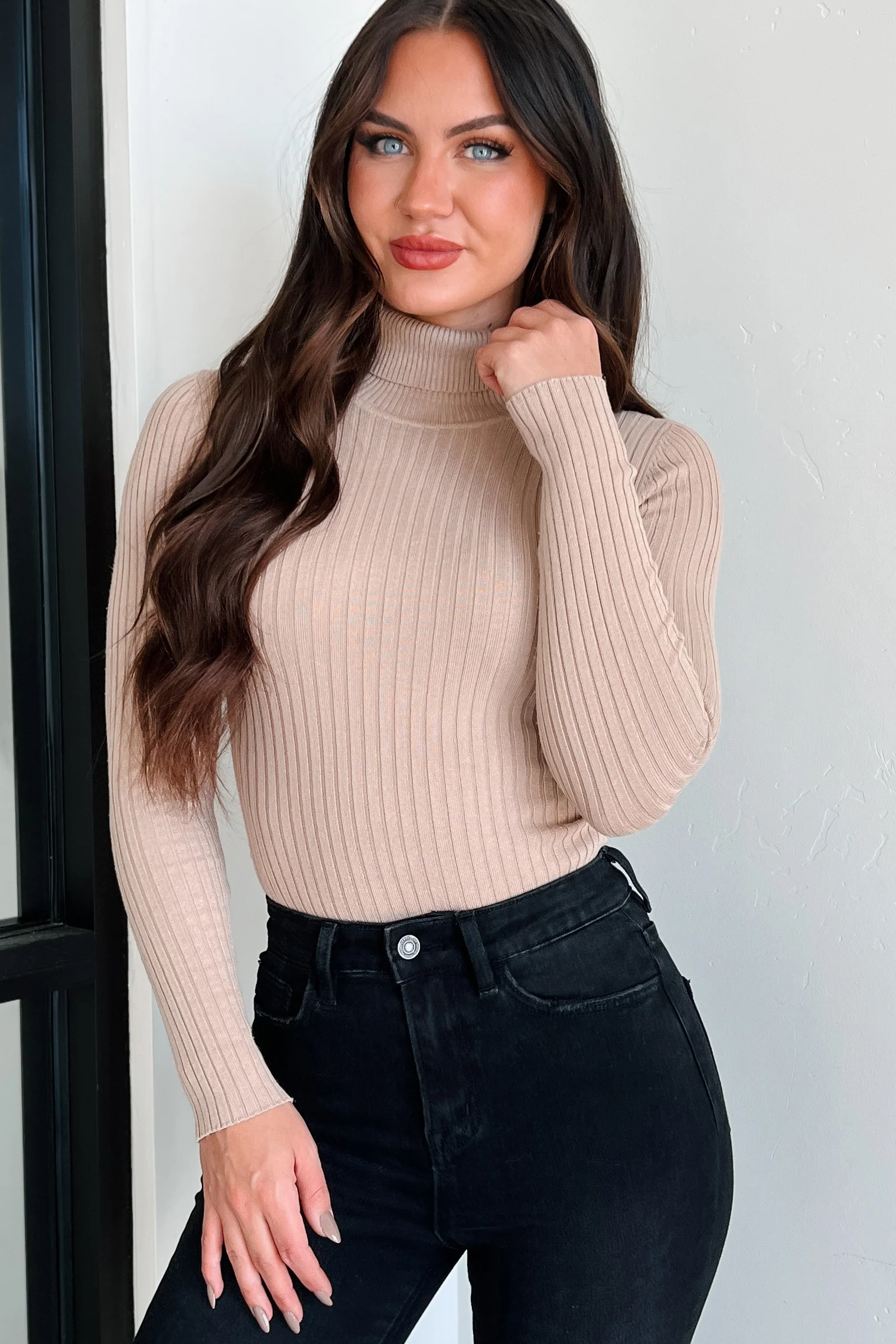 Beautiful Basic Turtleneck Bodysuit (Khaki) - Image 10