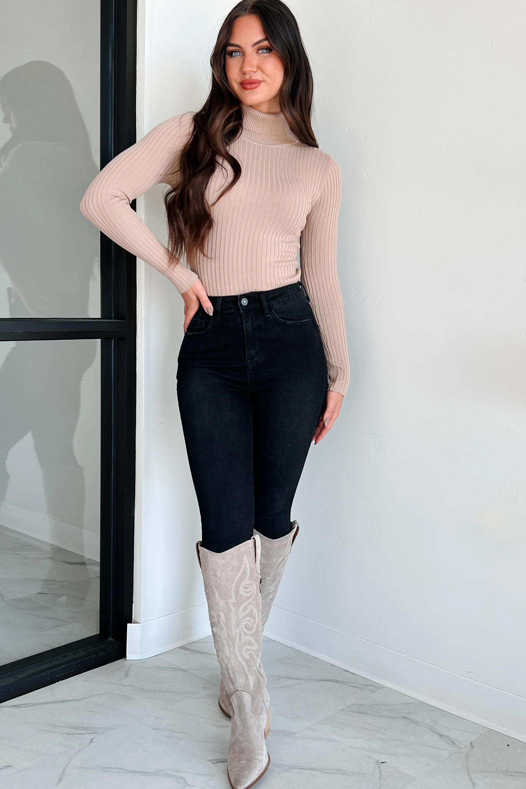 Beautiful Basic Turtleneck Bodysuit (Khaki) - Image 11