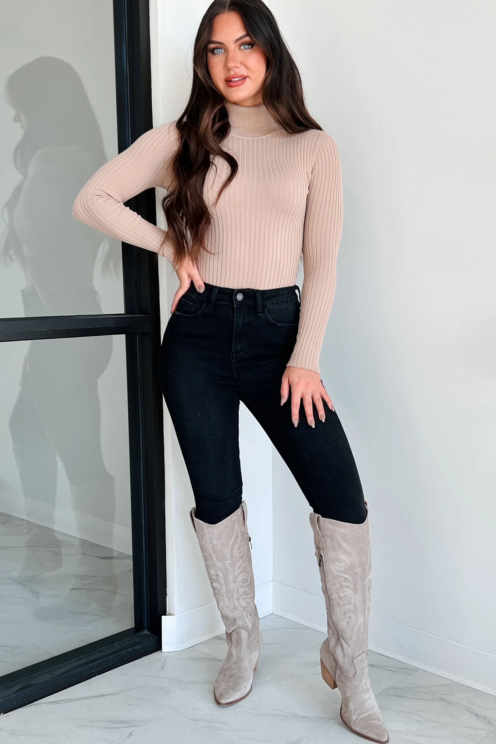 Beautiful Basic Turtleneck Bodysuit (Khaki) - Image 5