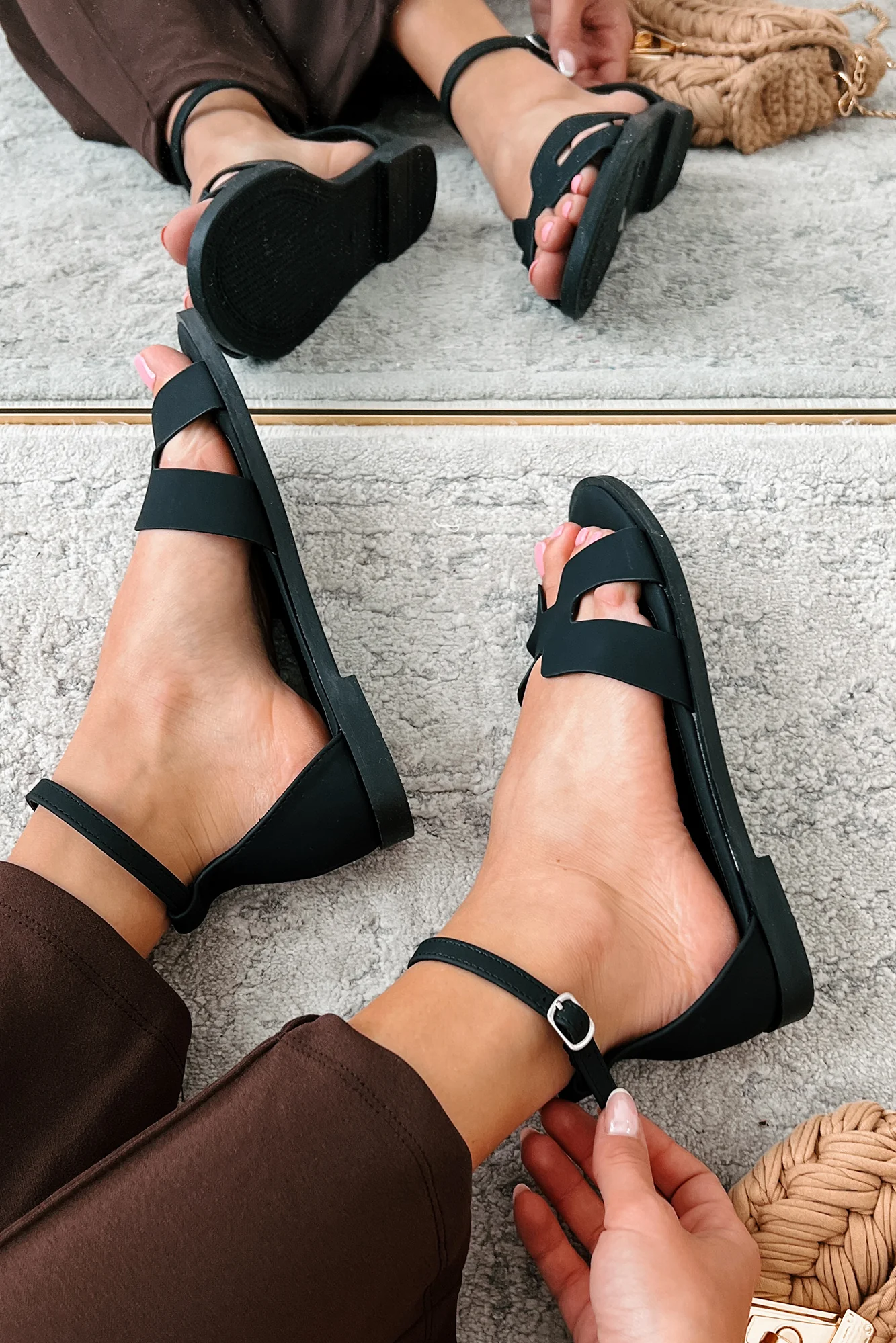 Before We Begin Ankle Strap Sandals (Black) - Image 5