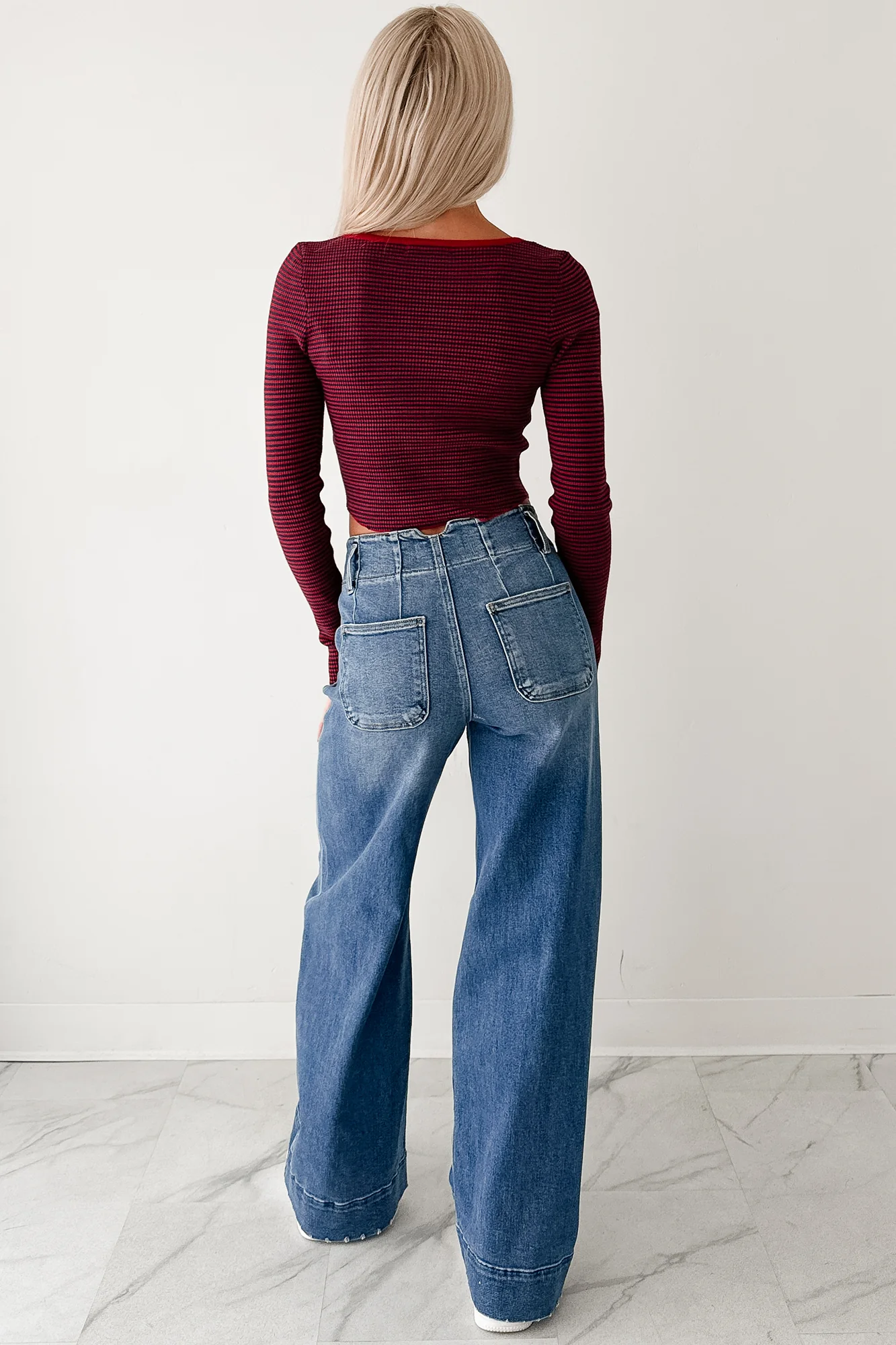 Before You Go Striped Long Sleeve Top (Red) - Image 6