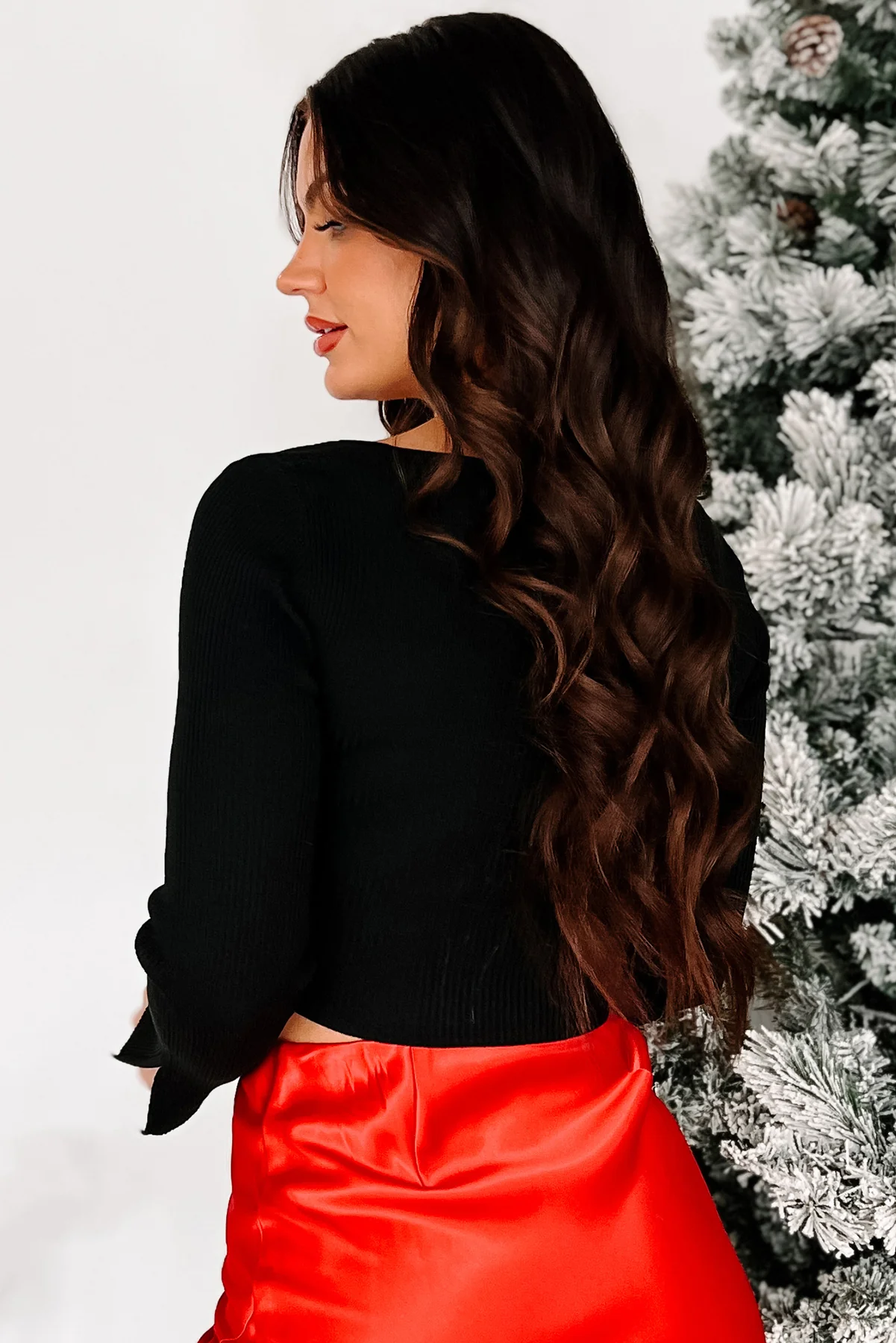 Beginning To Wonder Rib Knit Sweater Top (Black) - Image 5