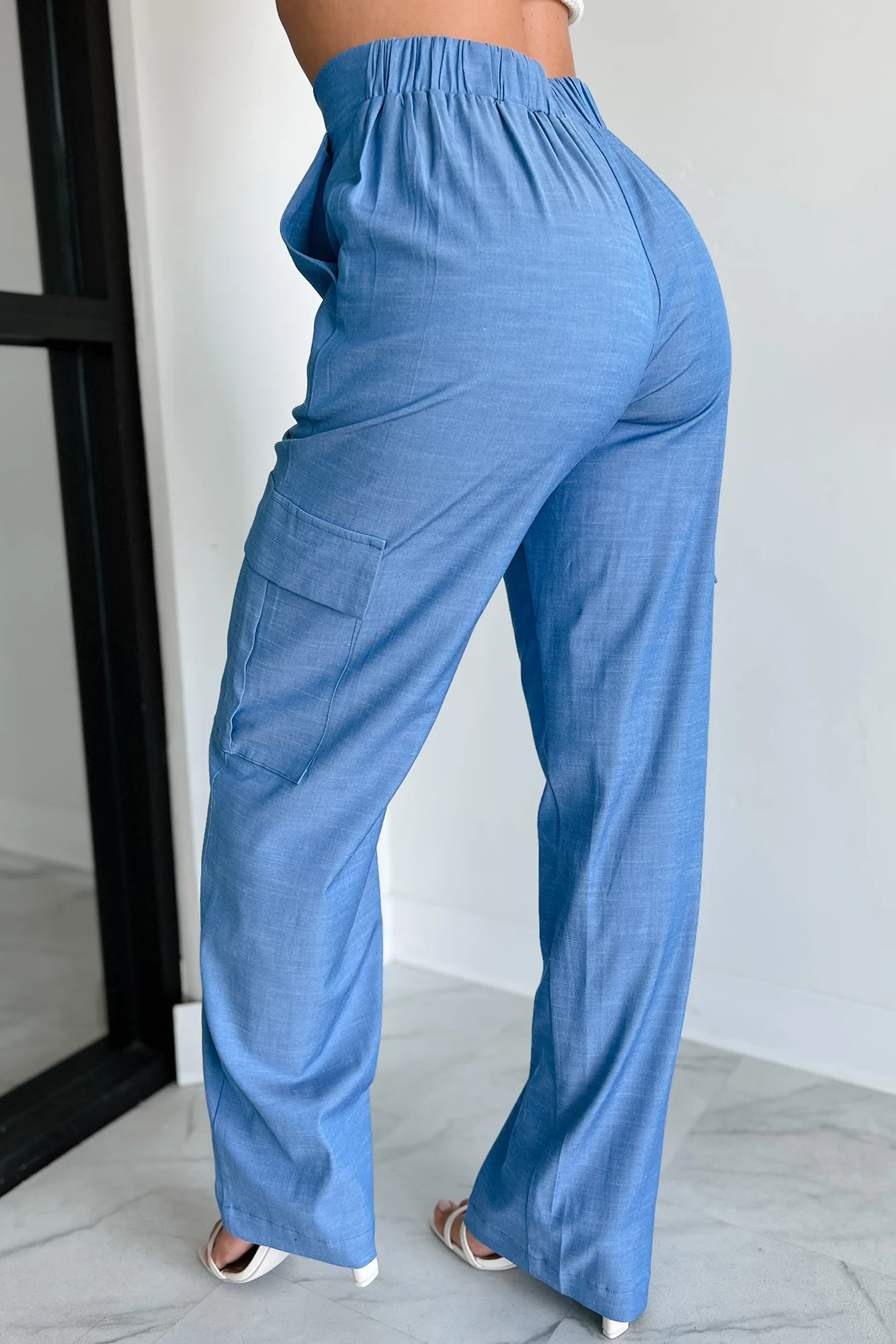 Behind The Smiles High Waist Cargo Pants (Indigo) - Image 3