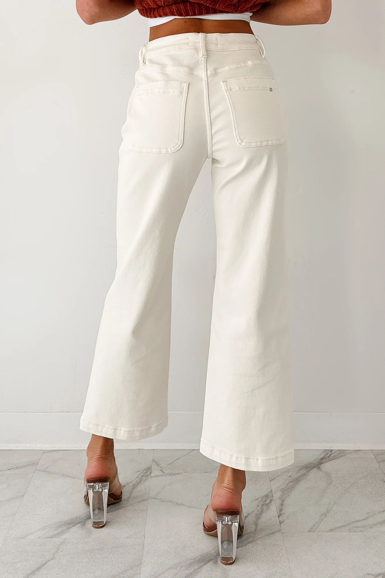 Bella Cropped Wide Leg Mica Denim Jeans (White Chocolate) - Image 3