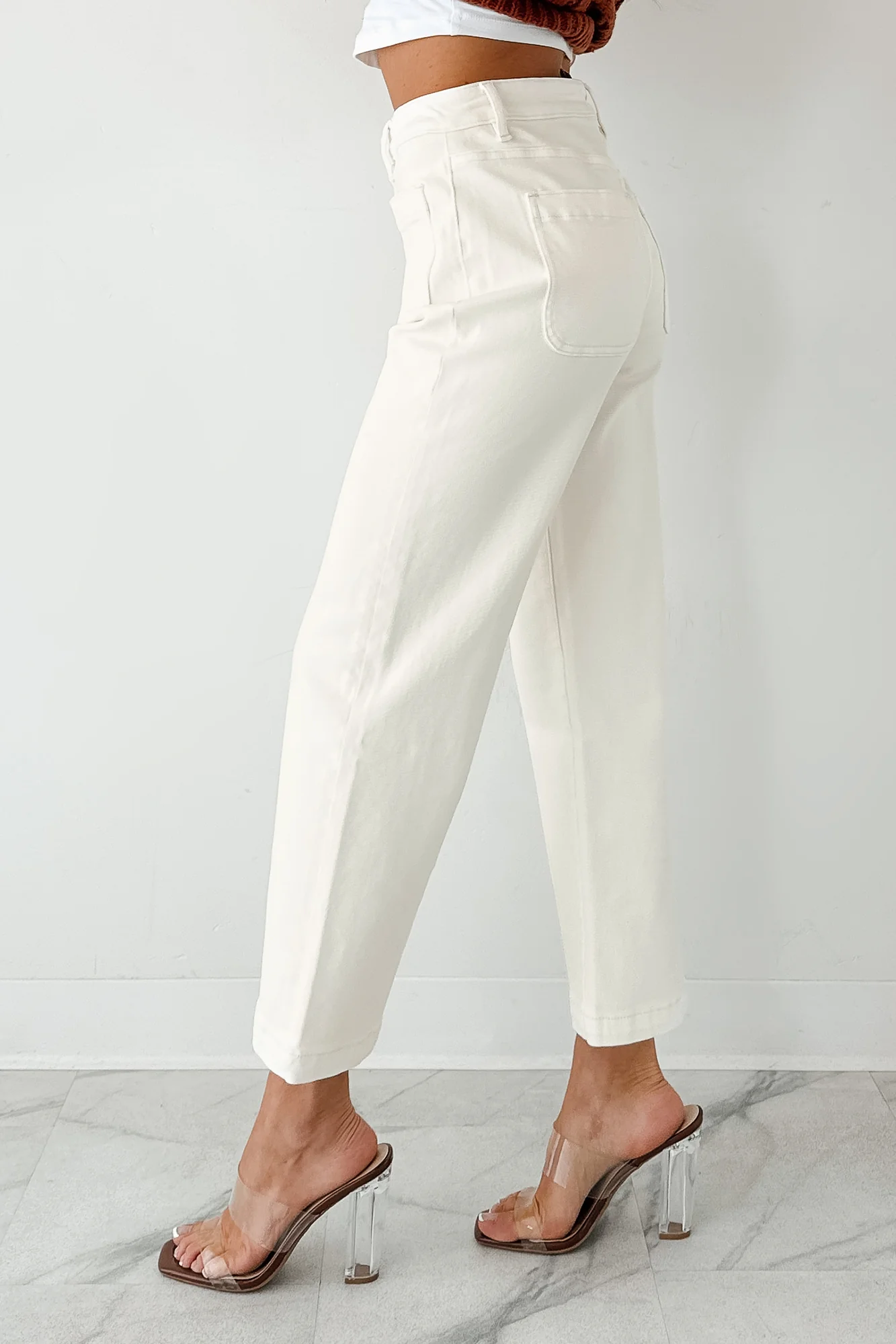 Bella Cropped Wide Leg Mica Denim Jeans (White Chocolate) - Image 4