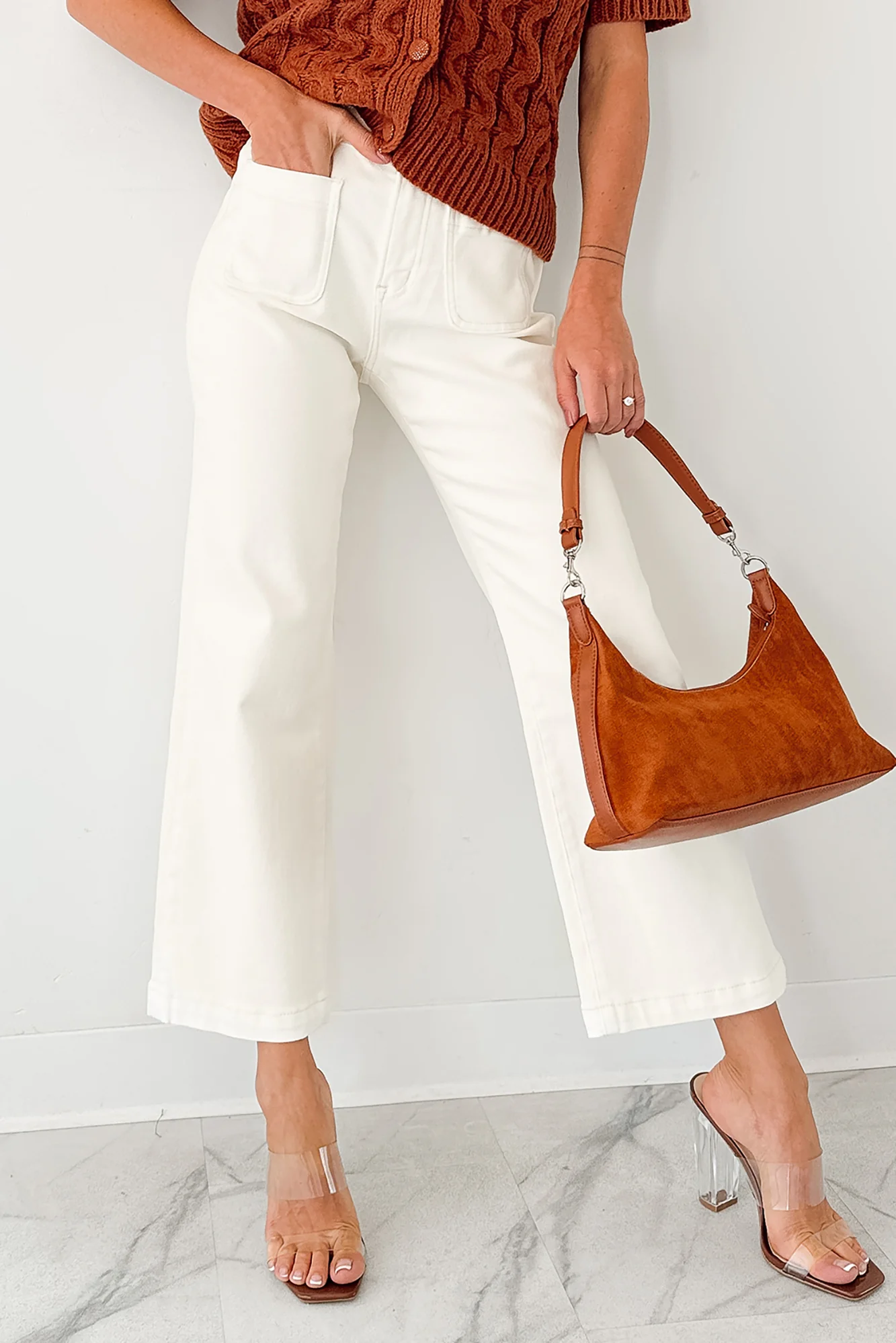 Bella Cropped Wide Leg Mica Denim Jeans (White Chocolate) - Image 6