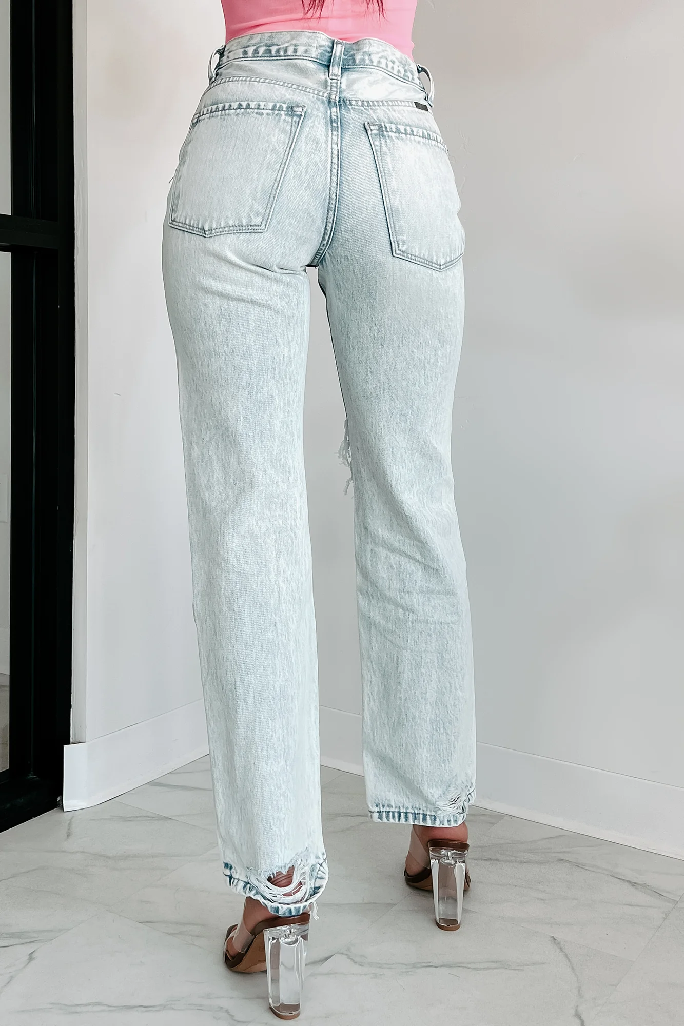 Bennett High Rise Distressed 90's Boyfriend Kancan Jeans (Light Acid) - Image 11