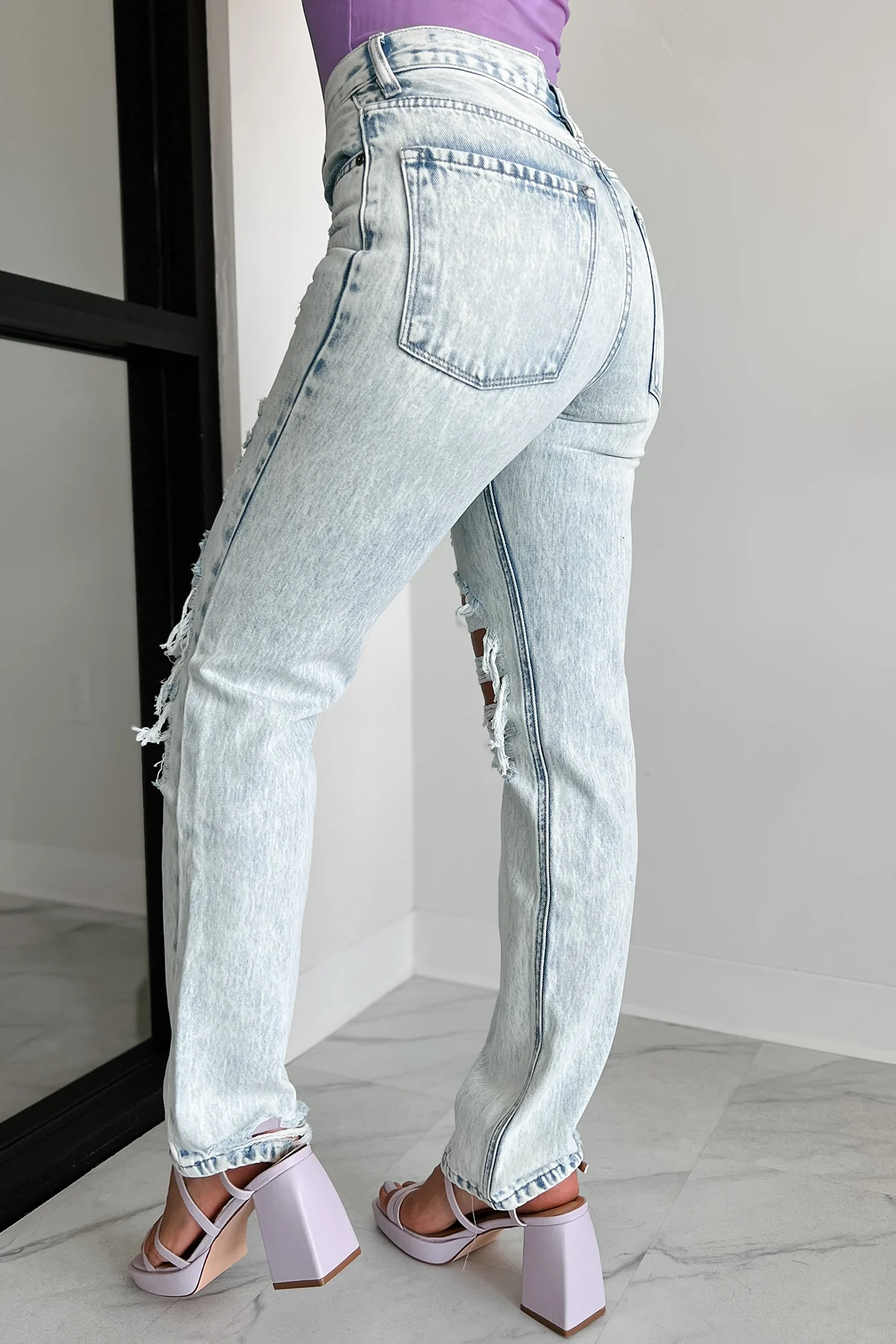 Bennett High Rise Distressed 90's Boyfriend Kancan Jeans (Light Acid) - Image 18
