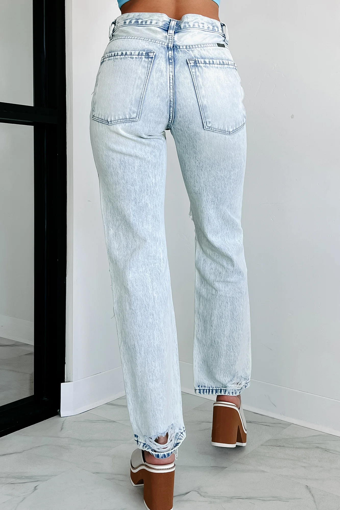 Bennett High Rise Distressed 90's Boyfriend Kancan Jeans (Light Acid) - Image 4