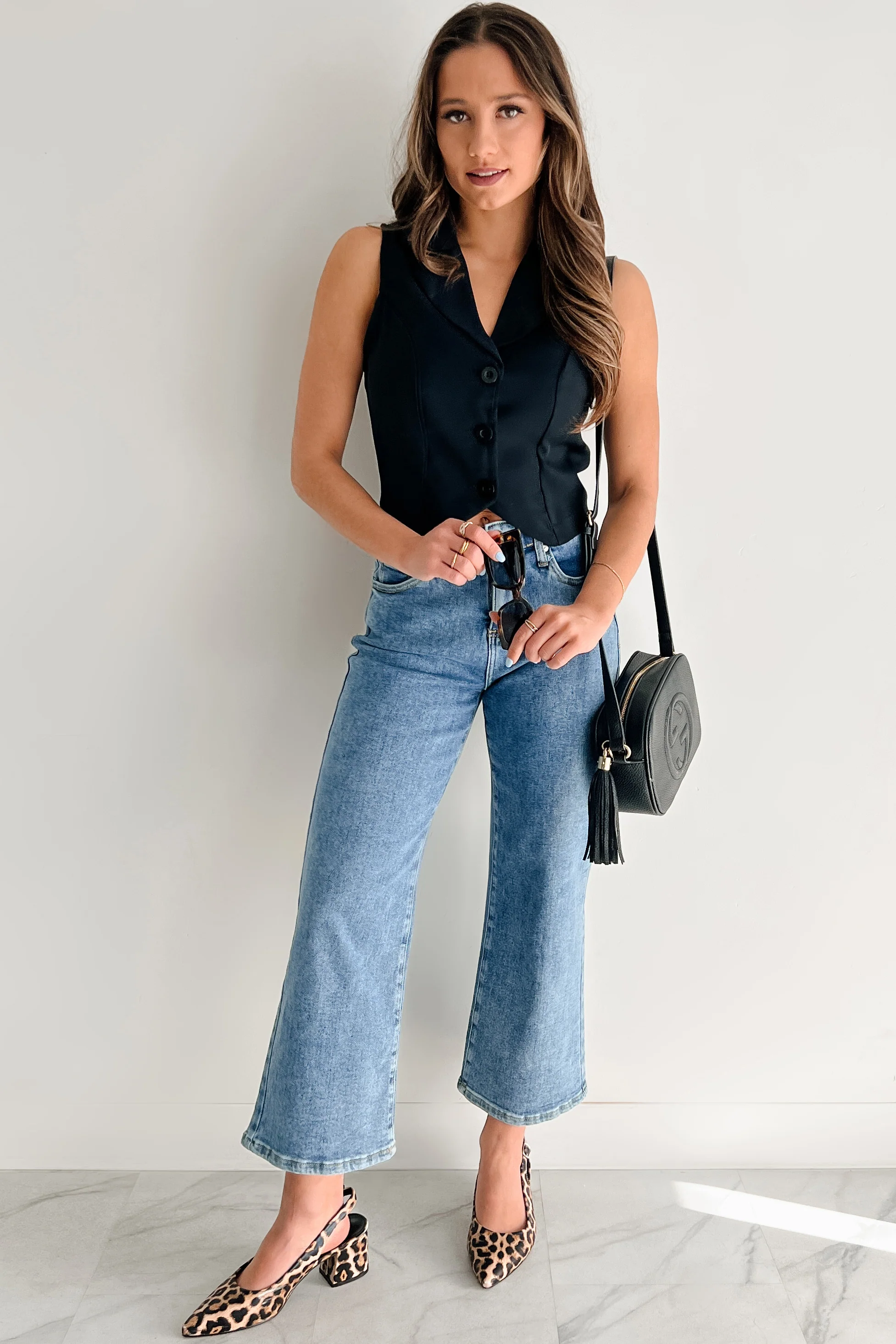 Bennie High Rise Tummy Control Special A Wide Crop Jeans (Light) - Image 2