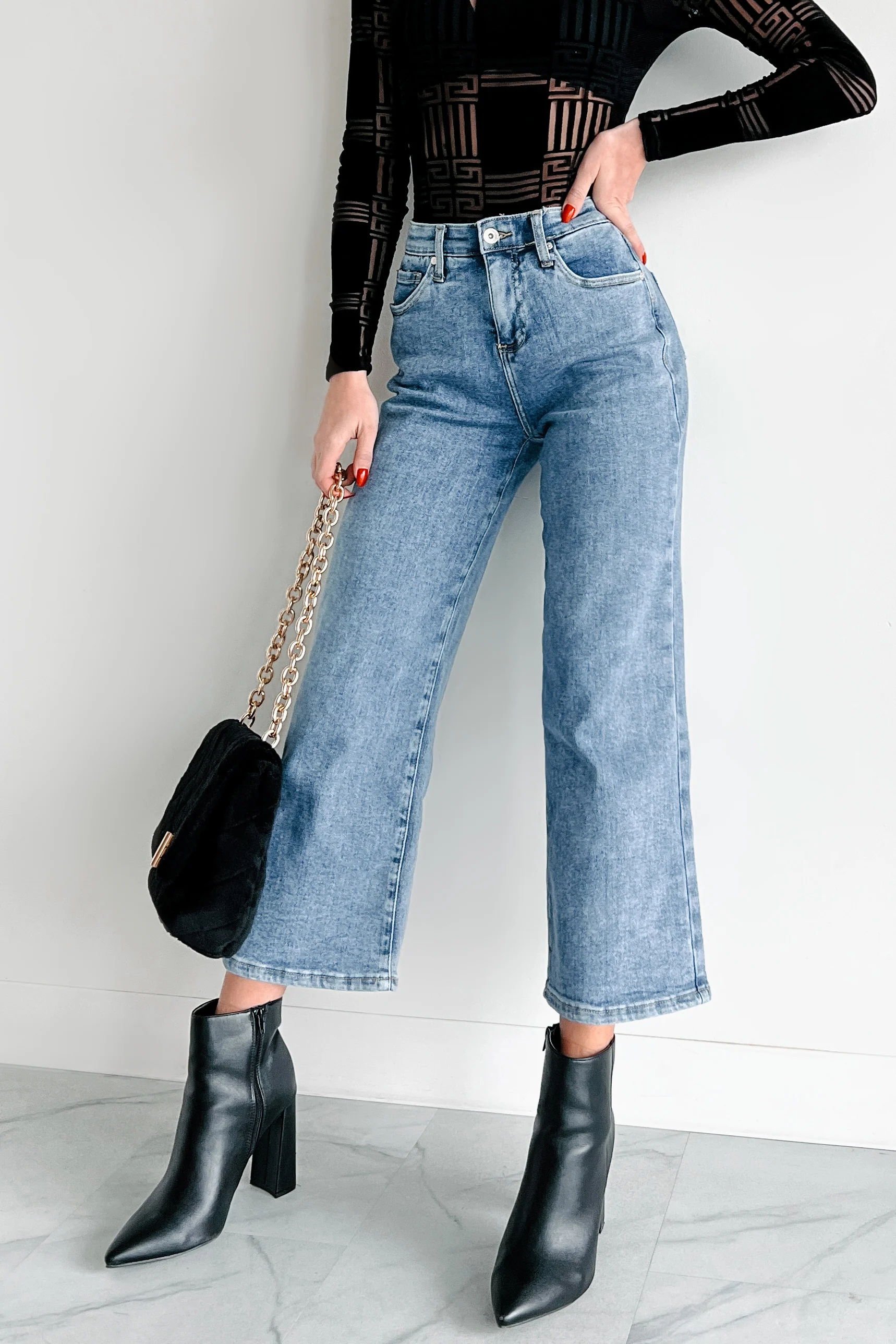 Bennie High Rise Tummy Control Special A Wide Crop Jeans (Light) - Image 6