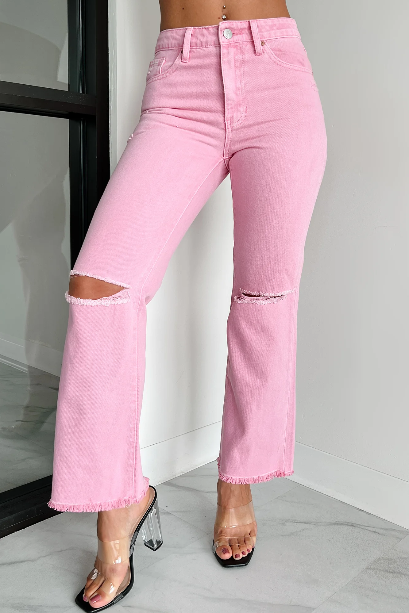 DOORBUSTER Bernina High Rise Slim Straight Jeans (Pink) - Image 2