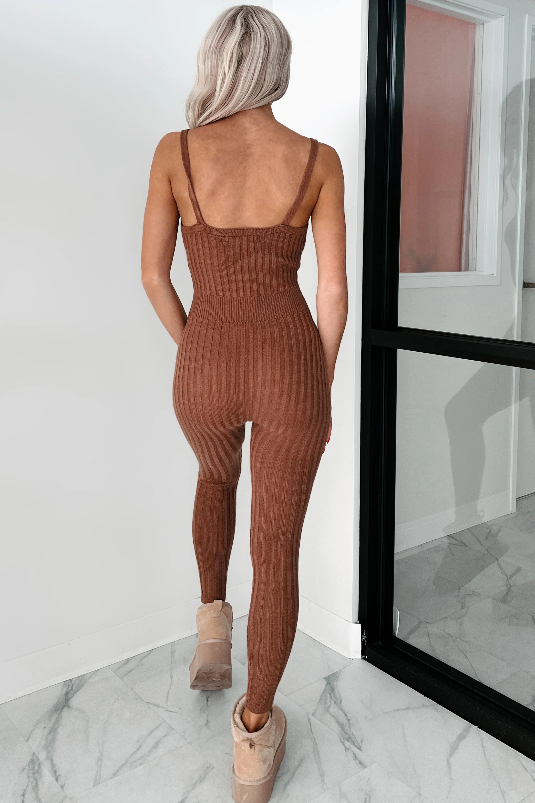 Better By The Minute Sweater Knit Catsuit (Mocha) - Image 4