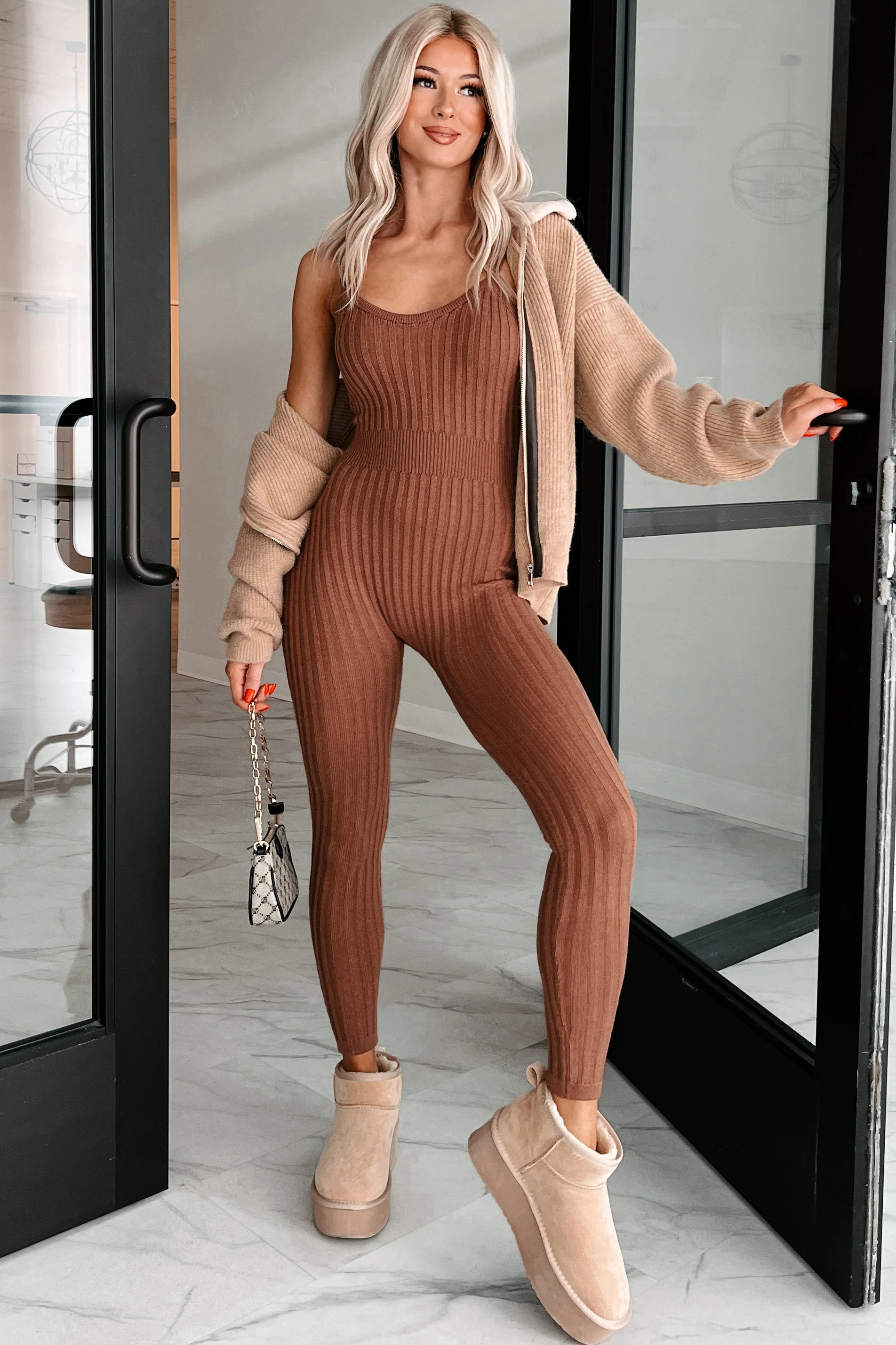 Better By The Minute Sweater Knit Catsuit (Mocha) - Image 9