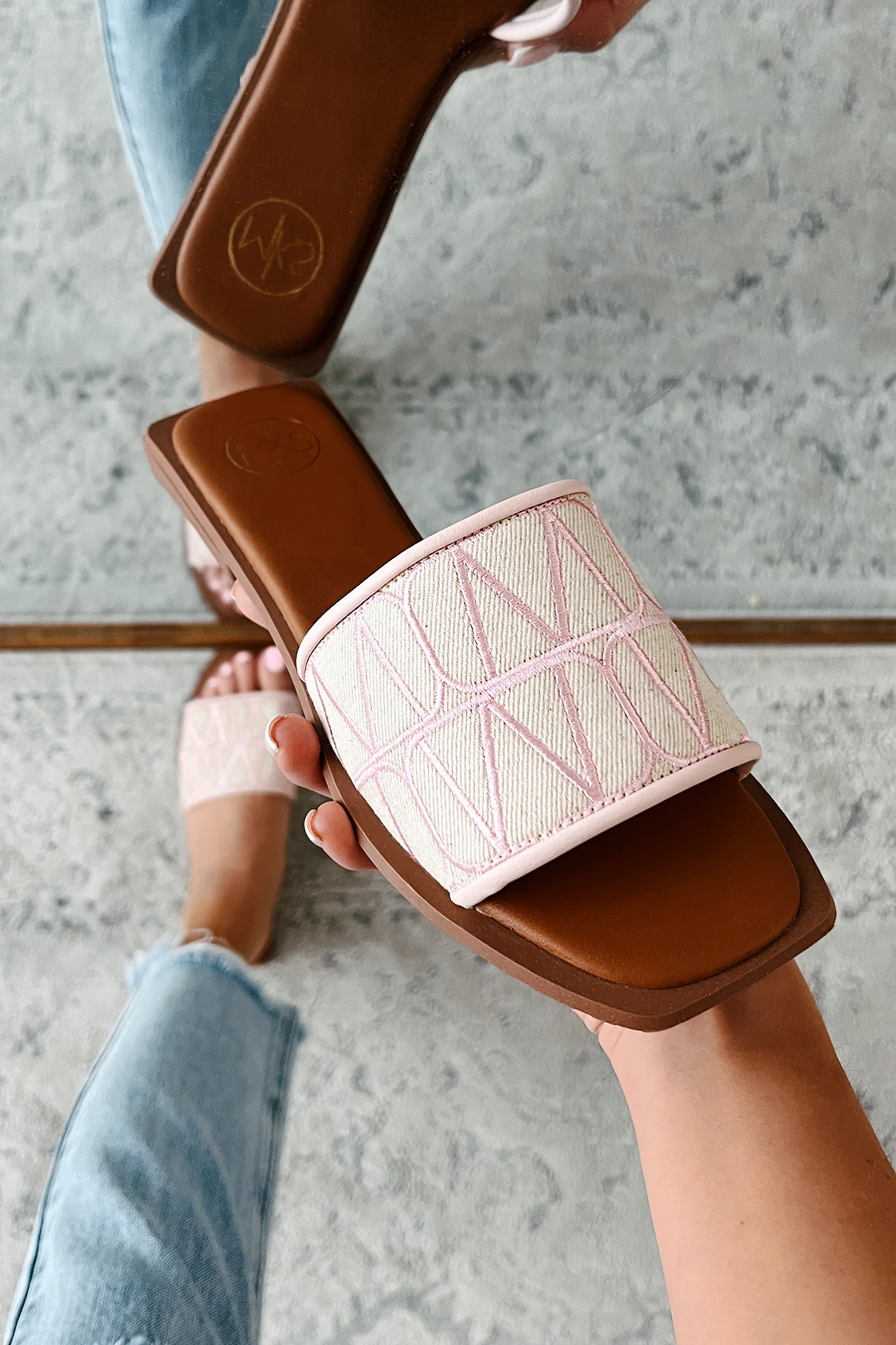Better Than Everyone Printed Square Toe Sandals (Pink) - Image 4