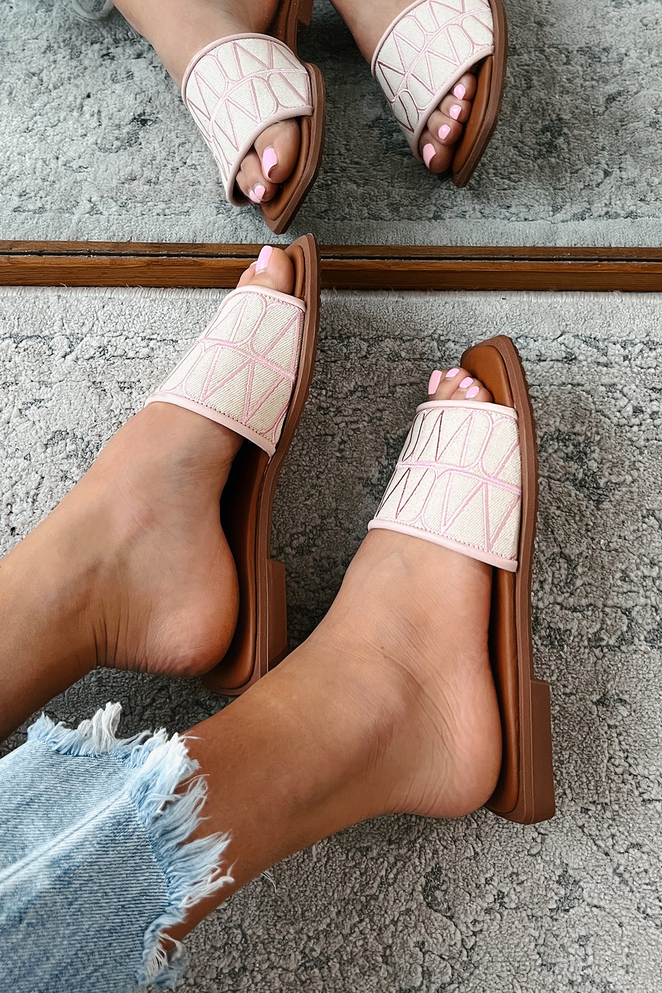 Better Than Everyone Printed Square Toe Sandals (Pink) - Image 6
