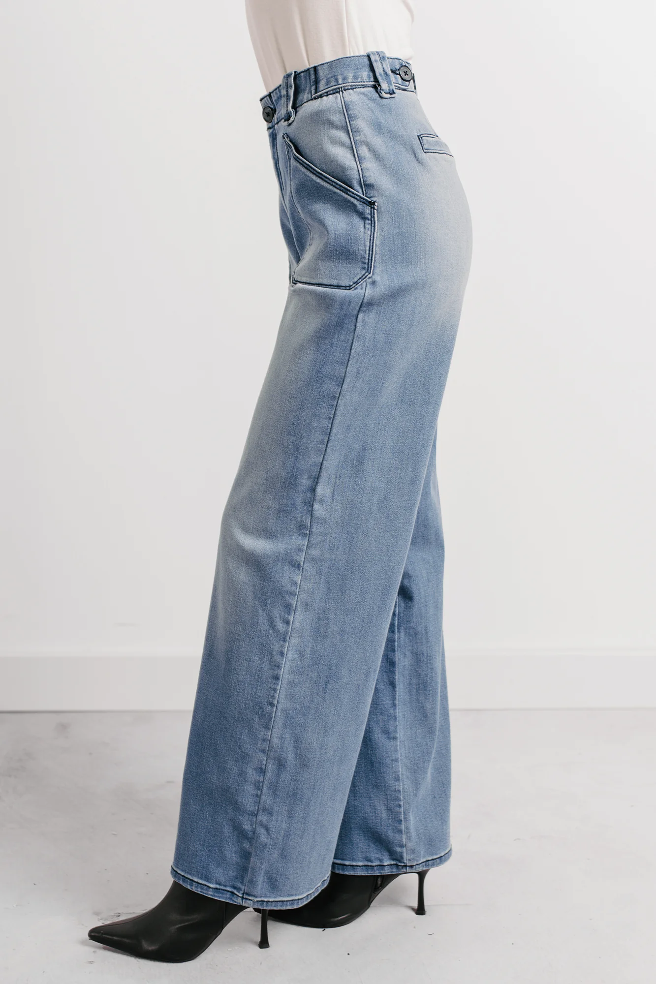 Betty Non-Distressed High Rise Wide Leg Sneak Peek Jeans (Medium Light) - Image 5