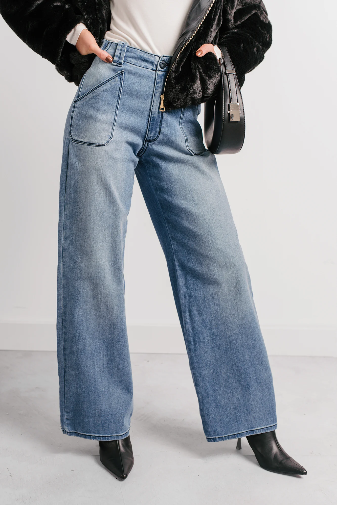 Betty Non-Distressed High Rise Wide Leg Sneak Peek Jeans (Medium Light) - Image 6