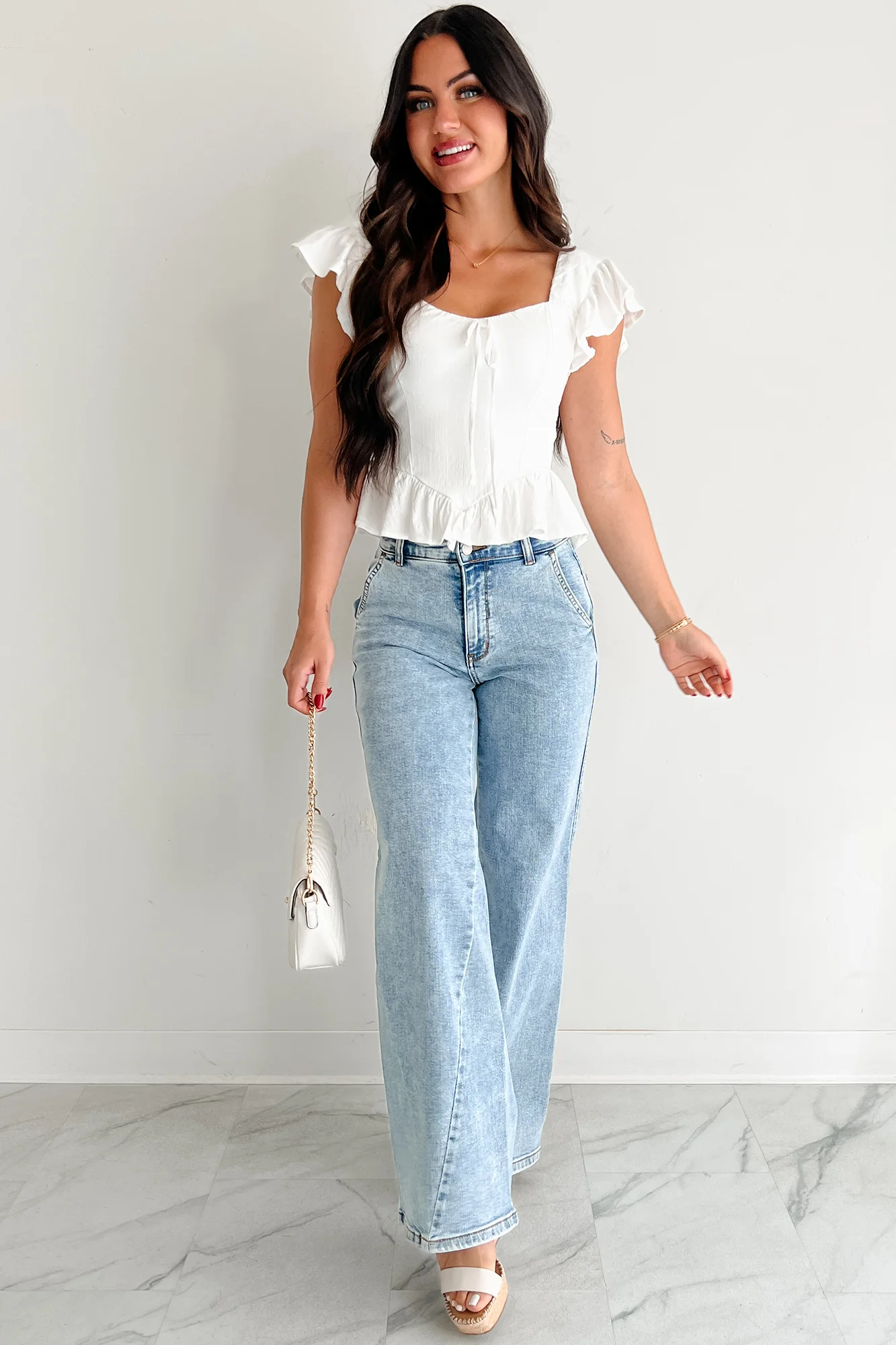 Beverly High Rise Judy Blue Wide Leg Jeans (Light) - Image 7